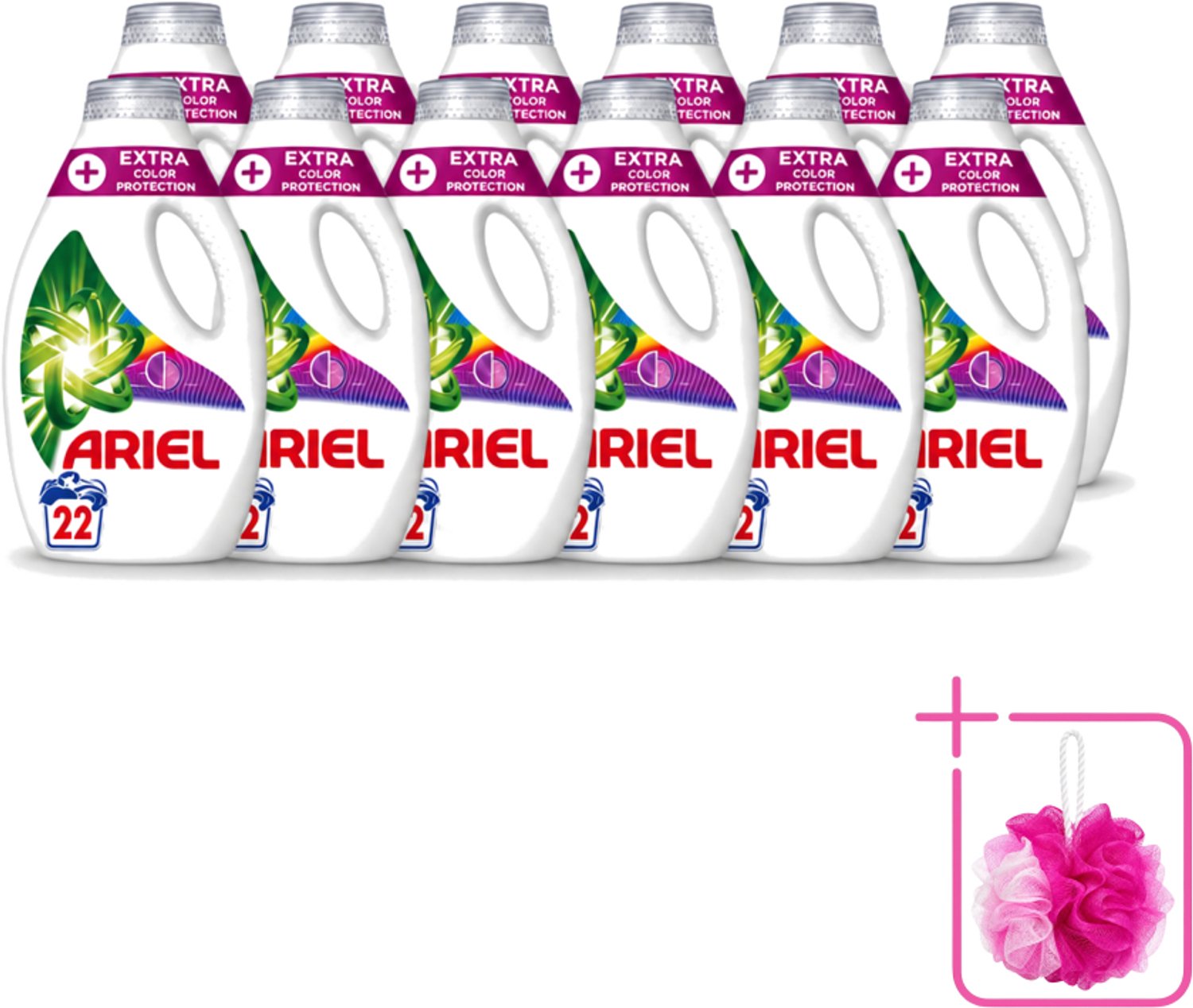 12 x Ariel – Vloeibaar Wasmiddel – Extra Color Protection – 990 ml – 22 wasbeurten - Bulkverpakking - Kleurbehoud wasmiddel - Douchemop - Vloeibaar wasmiddel kleur