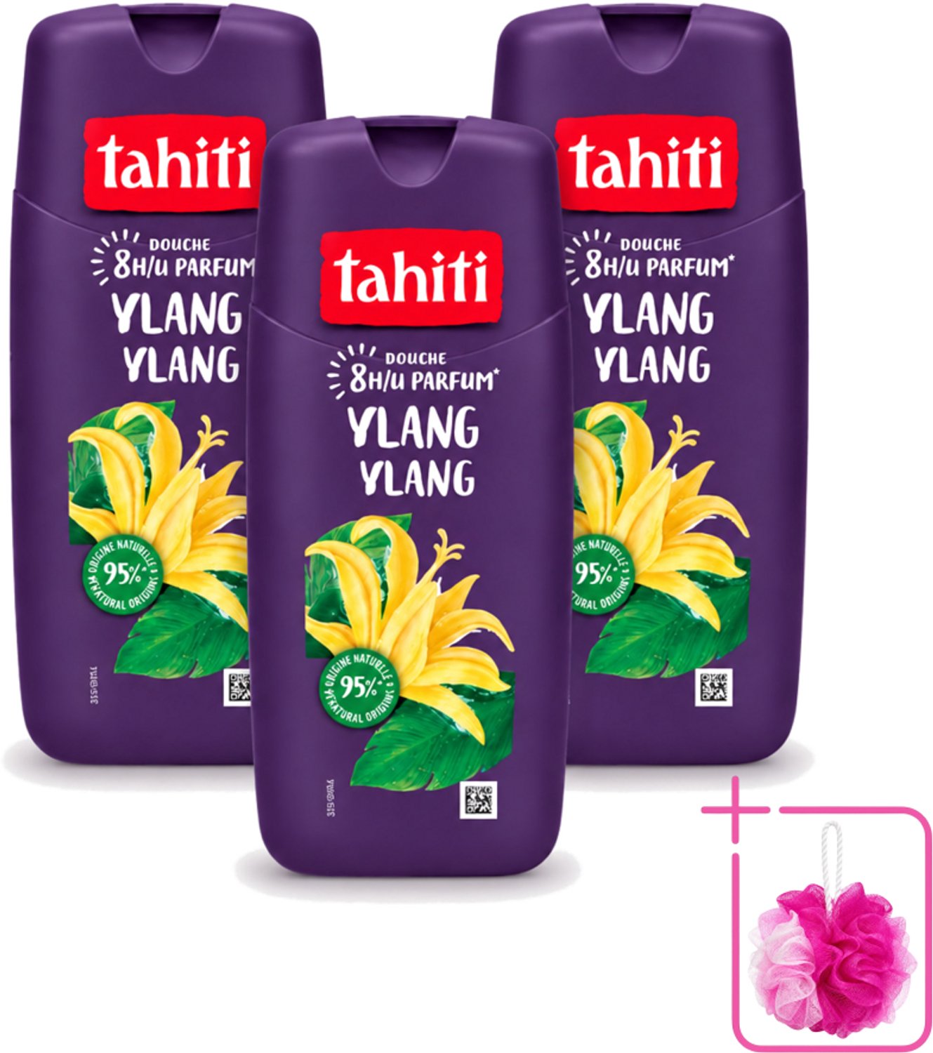3 x Tahiti – Douchegel – Ylang Ylang - 315 ml - Bulkverpakking - Douchegel tahiti - Douchemop - Ylang ylang douchegel