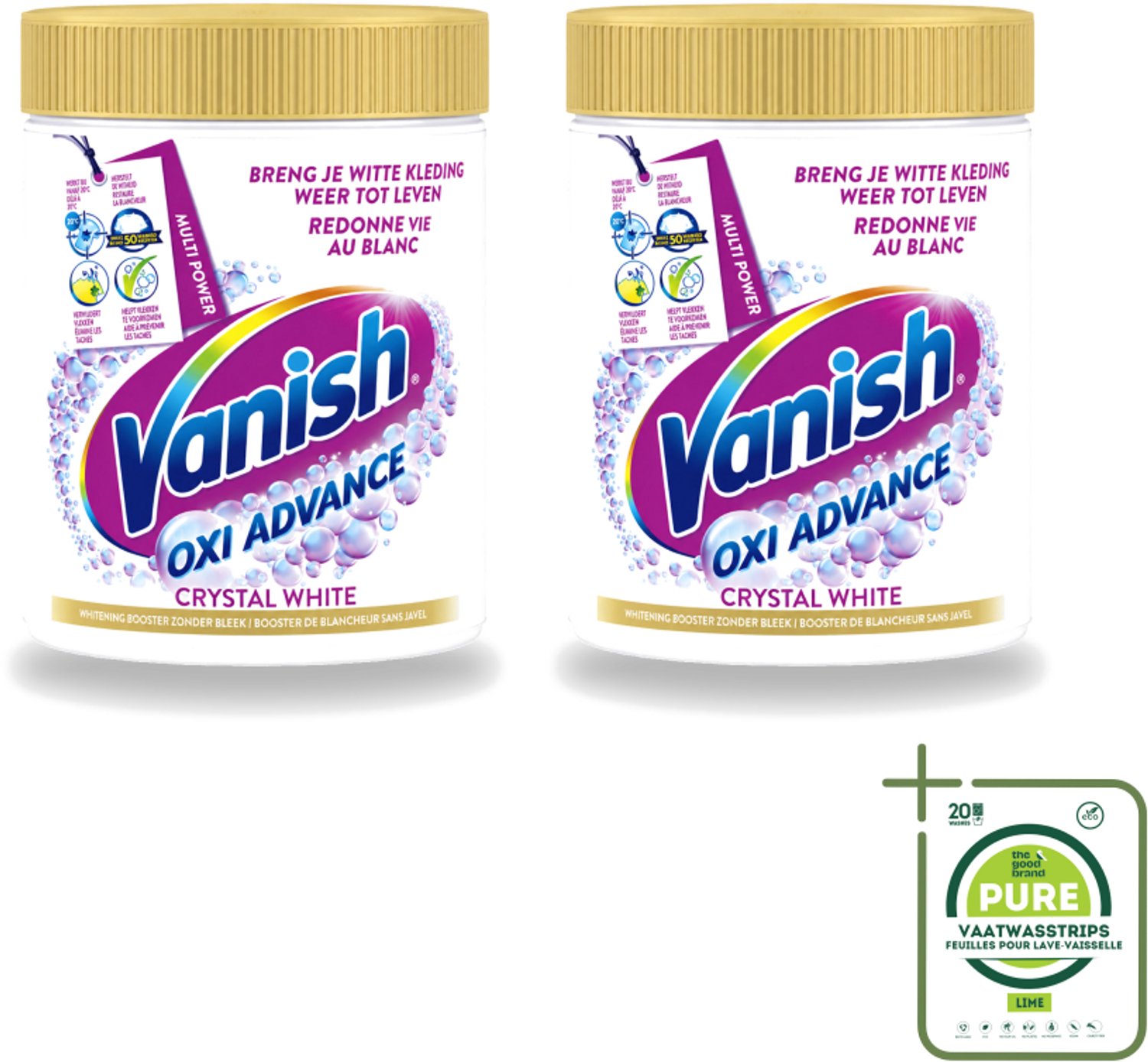2 x Vanish Oxi Advance - Kristalwit - Vlekkenverwijderaar Poeder - Witte Was - 840 Gram - Grootverpakking - Vaatwasstrips - Wit Was - Vlekkenverwijderaar - Witte Was - Vlekkenverwijderen - Wasmiddel