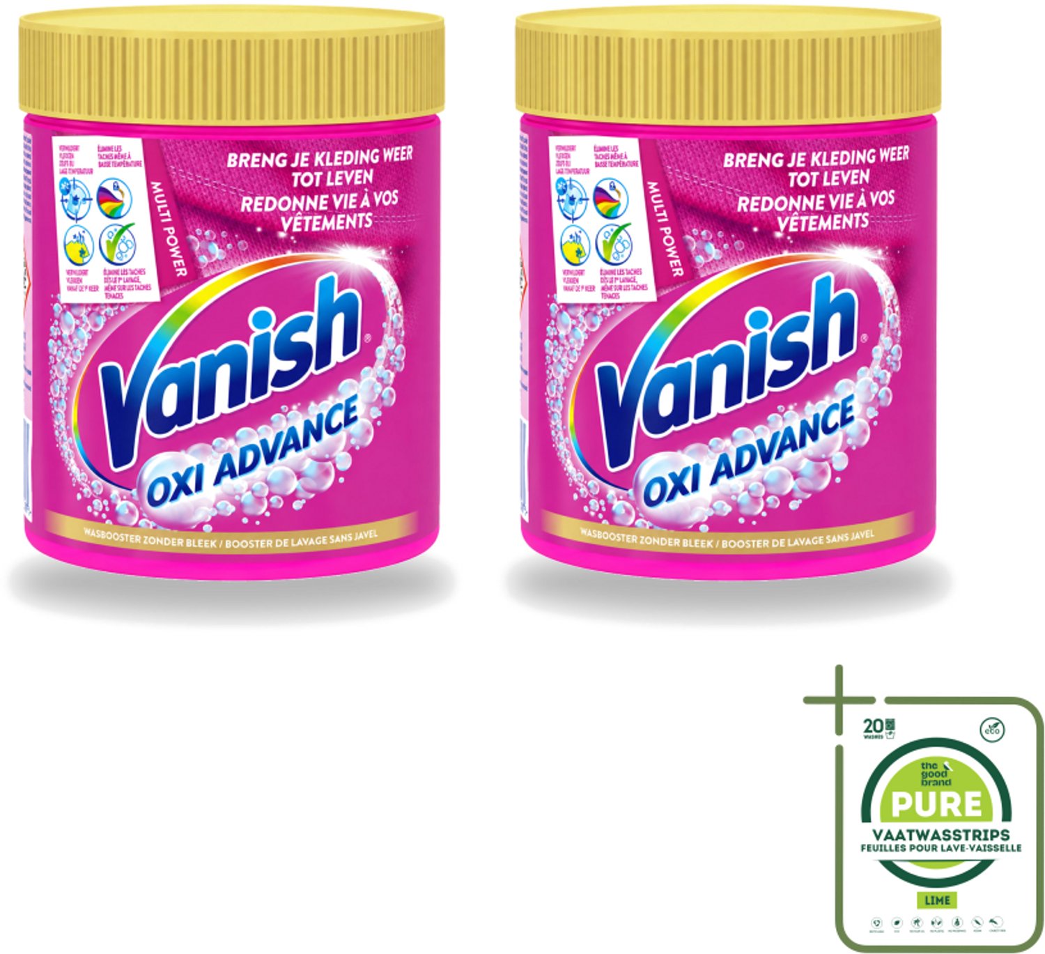 2 x Vanish Oxi Advance - Vlekkenverwijderaar Poeder - Zonder Bleek - Gekleurde Was - 470 Gram - Grootverpakking - Vaatwasstrips - Vlekkenverwijderaar - Gekleurde Was - Kleuren Beschermen - Bleekvrije Was - Wasmiddel