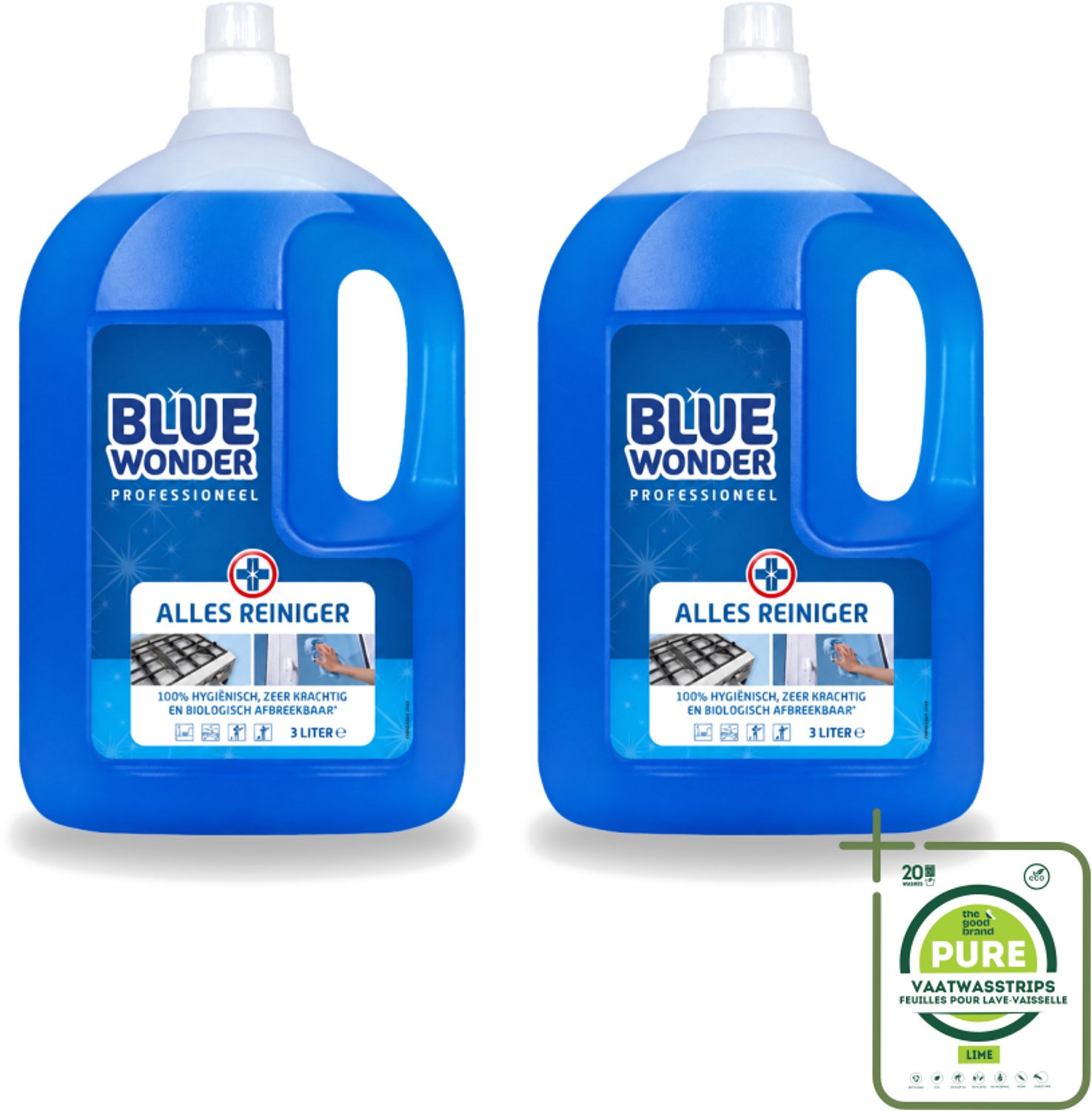 2 x Blue Wonder - Professionele Allesreiniger - Krachige Hygiëne - Biologisch Afbreekbaar - 3L - Grootverpakking - Allesreiniger - Hygiëne - Vetverwijderaar - Vlekverwijderaar - Waskrachtversterker