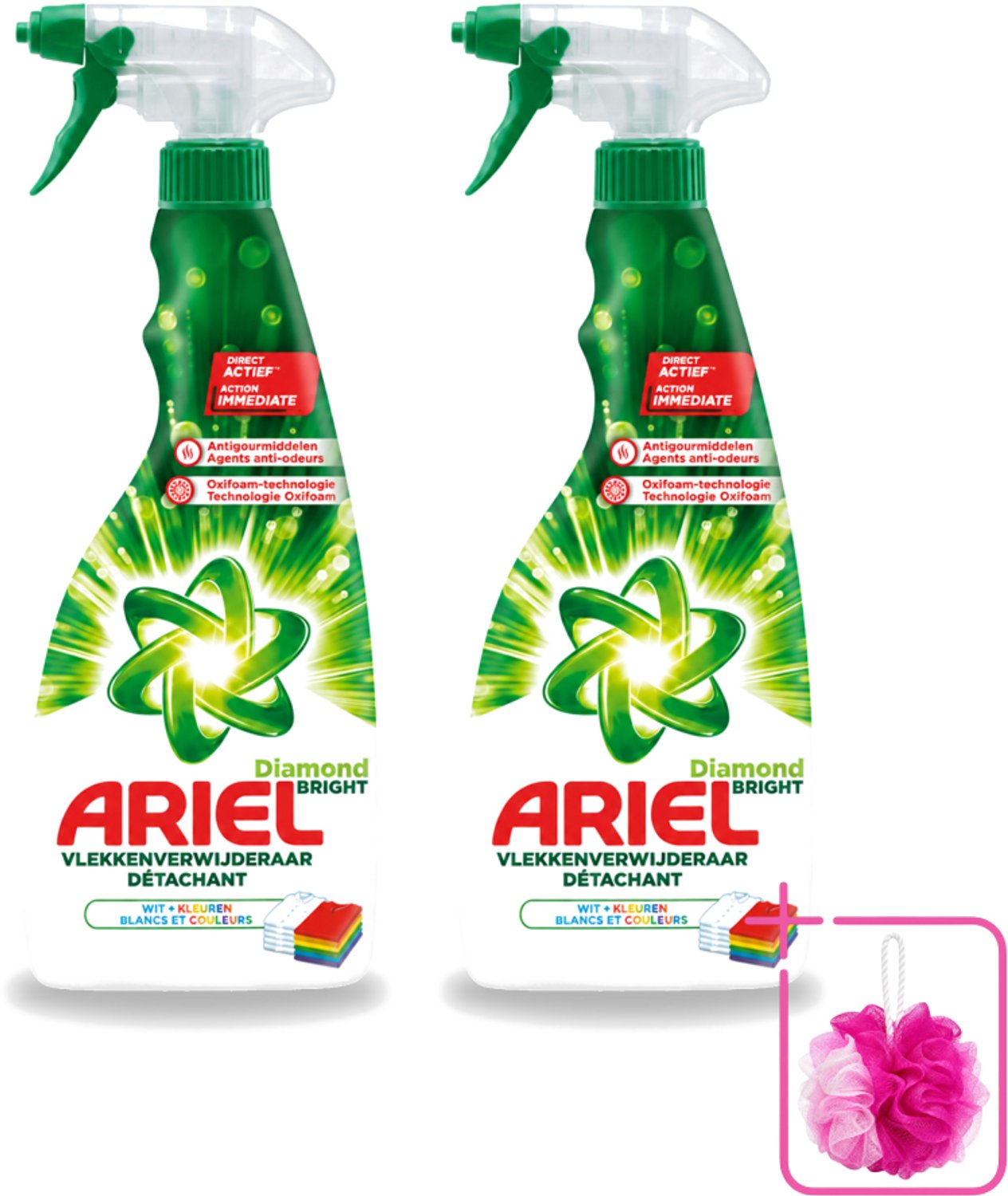 2 x Ariel Diamond Bright - Vloeibare Vlekverwijderaar - Witte en Gekleurde Was - 30 Wasbeurten - Bulkverpakking - Vlekverwijderaar - Douchemop - Wasbeurt