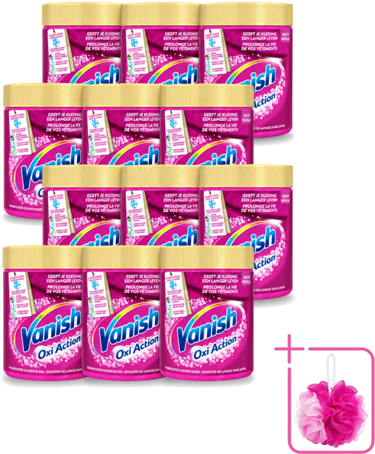 12 x Vanish Oxi Action - Vlekkenverwijderaar - Wasbooster - Zonder Bleek - Gekleurde Was - 550 Gram - Bulkverpakking - Vlekkenverwijderaar - Douchemop - Wasbooster