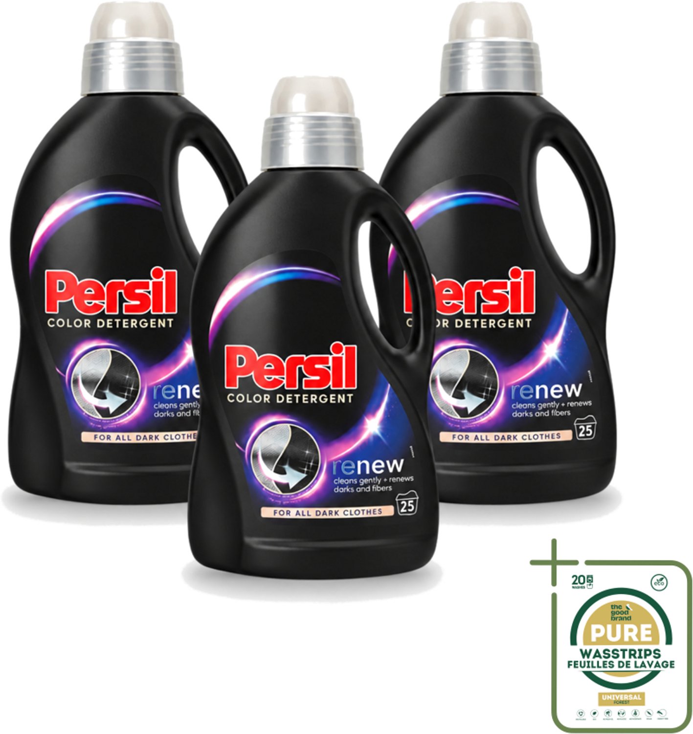 3 x Persil Color Detergent - Vloeibaar Wasmiddel - Donkere Was - 25 Wasbeurten - Wasstrips - Donkere Was - Kleurbehoud - Vlekverwijdering - Wasmiddel - Wasbeurt