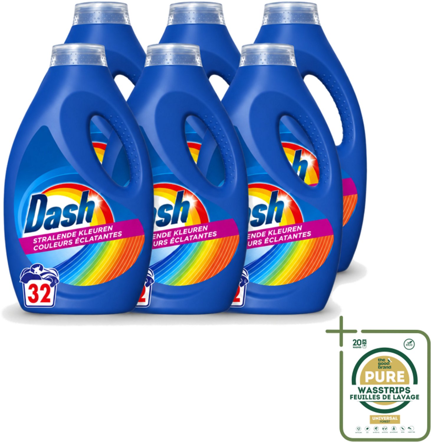 6 x Dash - Stralende Kleuren - Vloeibaar Wasmiddel - Gekleurde Was - 32 Wasbeurten - Wasstrips - Wasmiddel Voor Gekleurde Kleding - Kleurbehoud - Stralende Kleuren - Vloeibaar Wasmiddel - Frisheid Wasmiddel
