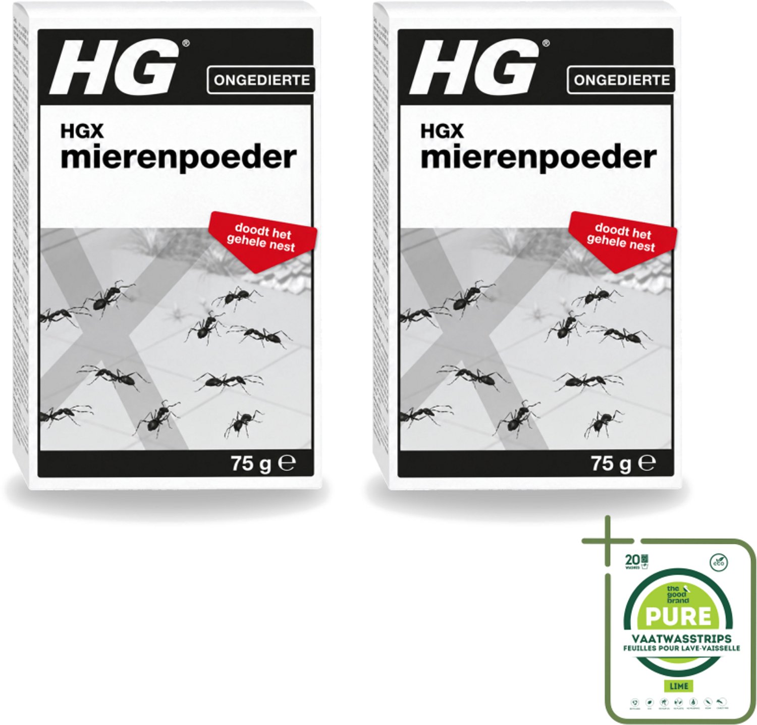 2 x HG X - Ongedierte - Mierenpoeder - Doodt Het Gehele Nest - 75 g - Grootverpakking - Vaatwasstrips - Mierenpoeder - Mierenbestrijding - Mieren Uitroeien - Mierennest - Mieren Buiten