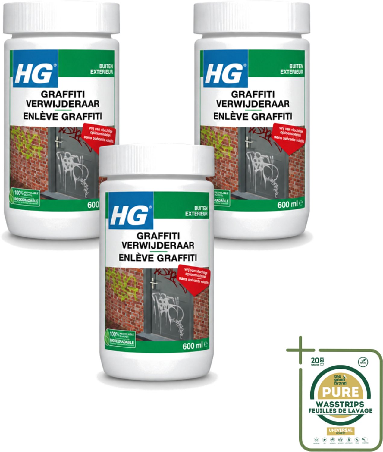 3 x HG - Graffitiverwijderaar - Voor Harde & Zachte Oppervlakken - 600 ml - Graaffitiverwijderaar - Verf Verwijderen - Graffiti Verwijderen - Reinigingsmiddel - Oppervlak Reinigen