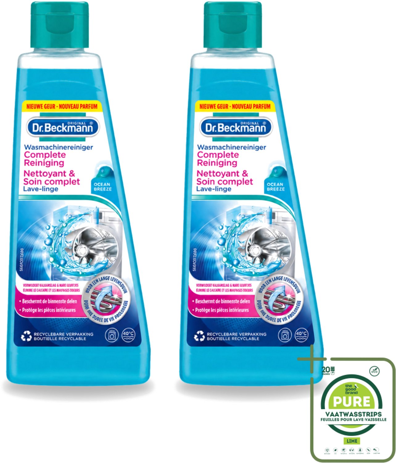 2 x Dr.Beckmann - Wasmachinereiniger - Ocean Breeze - Anti-Kalk - 250 ml - Grootverpakking - Vaatwasstrips - Wasmachine Reinigen - Kalk Verwijderen - Wasmachine Reinigingsmiddel - Anti-kalk - Wasmachine Geur