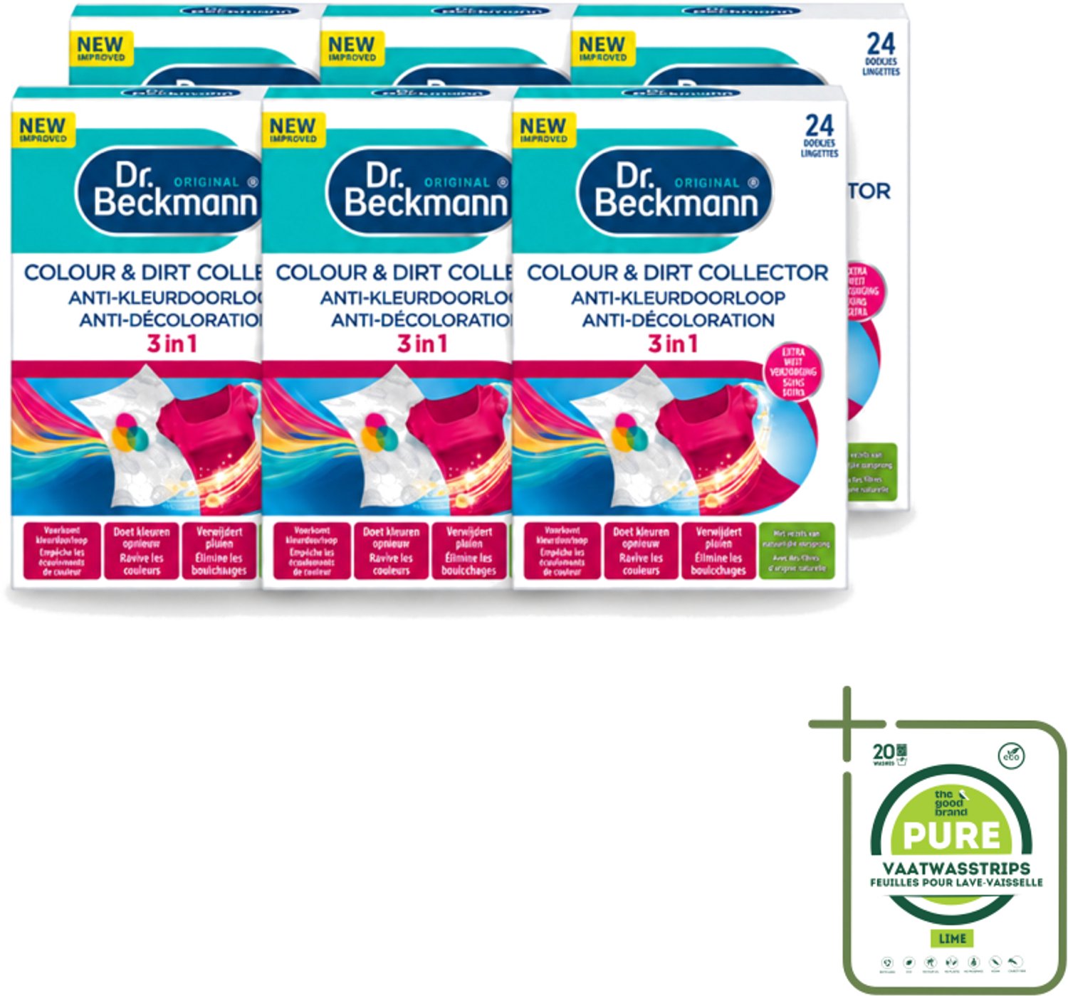 6 x Dr. Beckmann - Anti-Kleur Doorloopdoekjes - Kleurbescherming - Witte en Gekleurde Was - 24 Doekjes - Grootverpakking - Vaatwasstrips - Kleurbescherming - Wasdoek - Kleurdoorloop - Wasdoekjes - Kleurabsorptie
