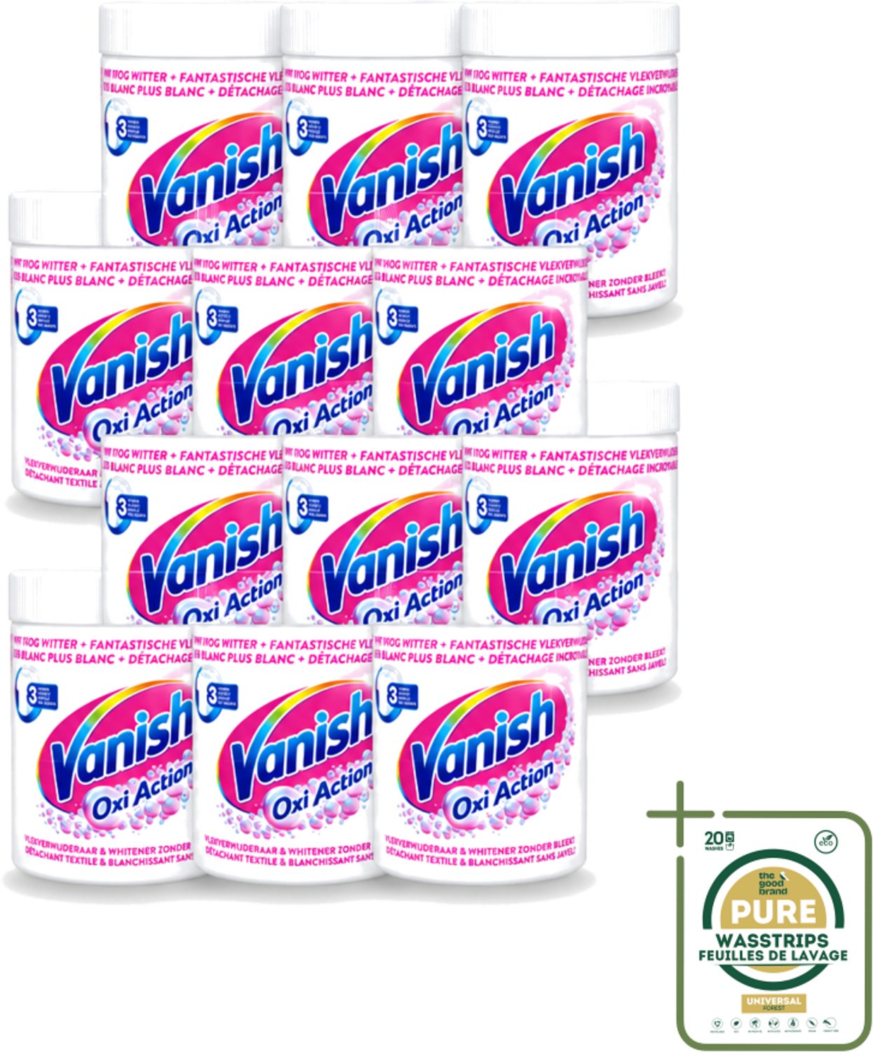 12 x Vanish Oxi Action - Vlekkenverwijderaar Poeder - Zonder Bleek - Witte Was - 550 Gram - Wasstrips - Witte Was - Vlekkenverwijderaar - Witte Kleding - Vlekkenverwijderen - Wasmiddel