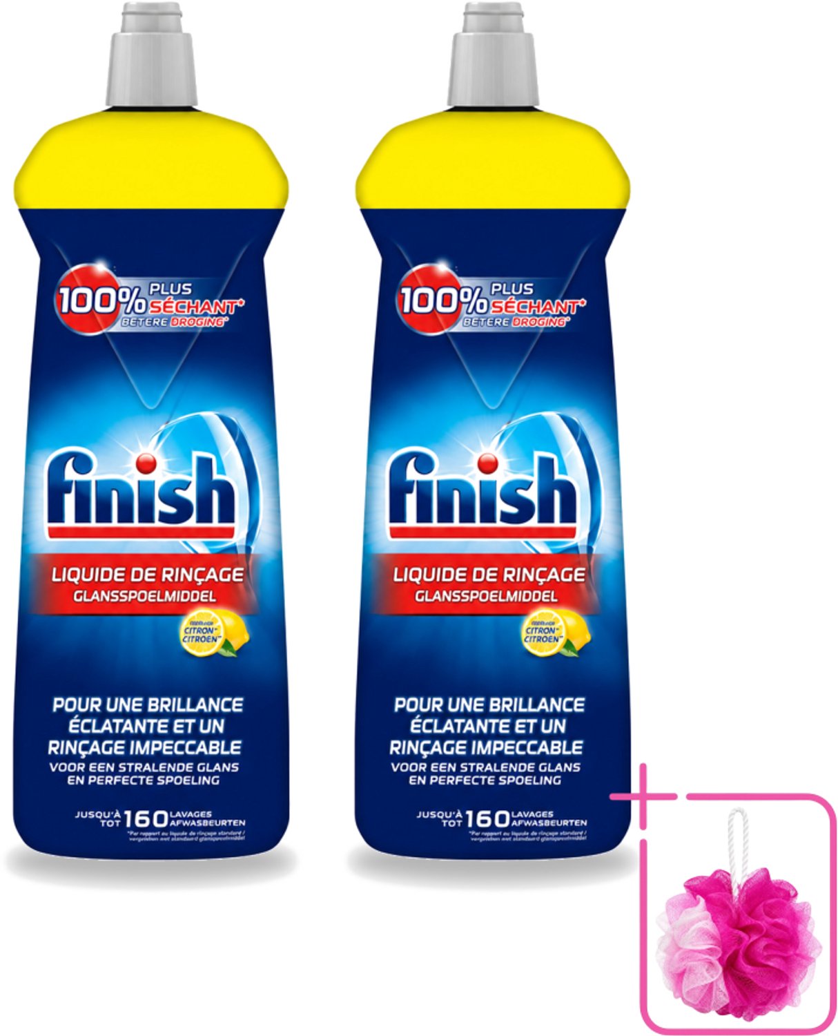 2 x Finish - Glansspoelmiddel - Citroen - Stralende glans - Tot 160 Afwasbeurten - 800 ml - Bulkverpakking - Glansspoelmiddel - Douchemop - Glans