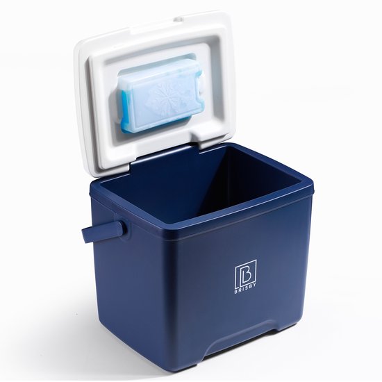 Brisby Koelbox - Frigobox - 13L- Blauw - Tot maximaal 40 uur isolatie - Incl. 2 dikke koelelementen van 450ml - Met koelelementen vergrendeld in deksel en Brisby 500ml Zwarte Dubbelwandige Thermosfles van Brisby — afbeelding 5