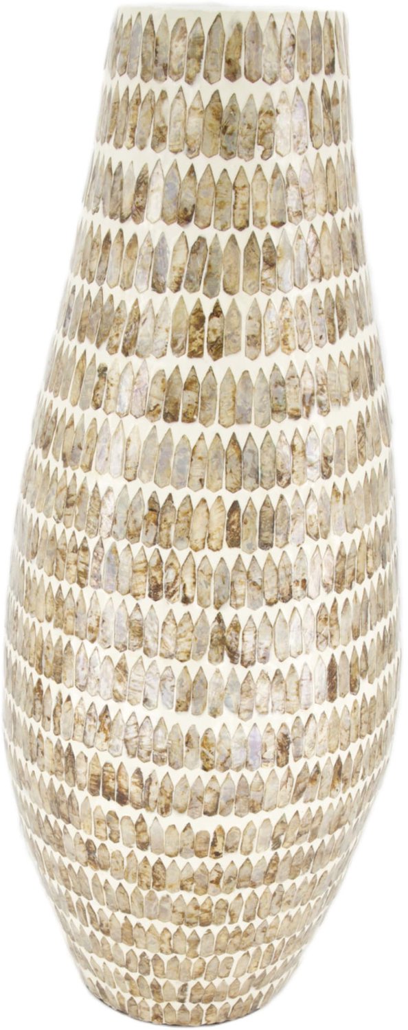 Youna Label Grote Hoge Vaas - Capiz & Bamboe - Bruin/Naturel - 58 cm Beige