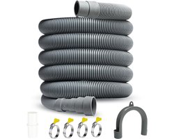 Storystore Drain hose extension, 2 m, universal washing machine hose, extension with bracket, connecting piece and - ShopVlot