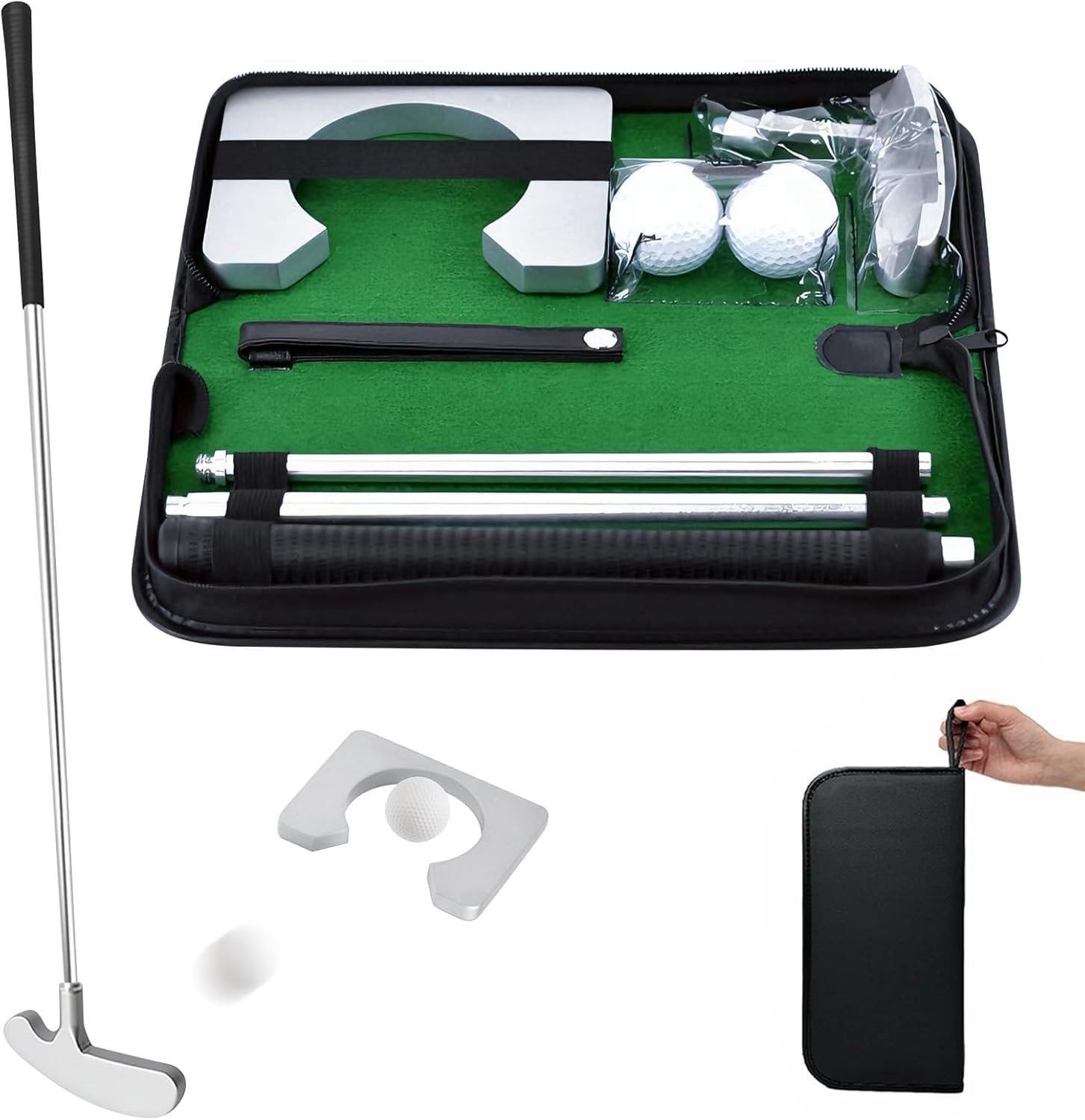 Golf Putter Set, Golf Clubs Golf Office Set, Office Movement Put Kit with Put Cup, Exercise Clubs, Balls & Bag, Mini - ShopVlot