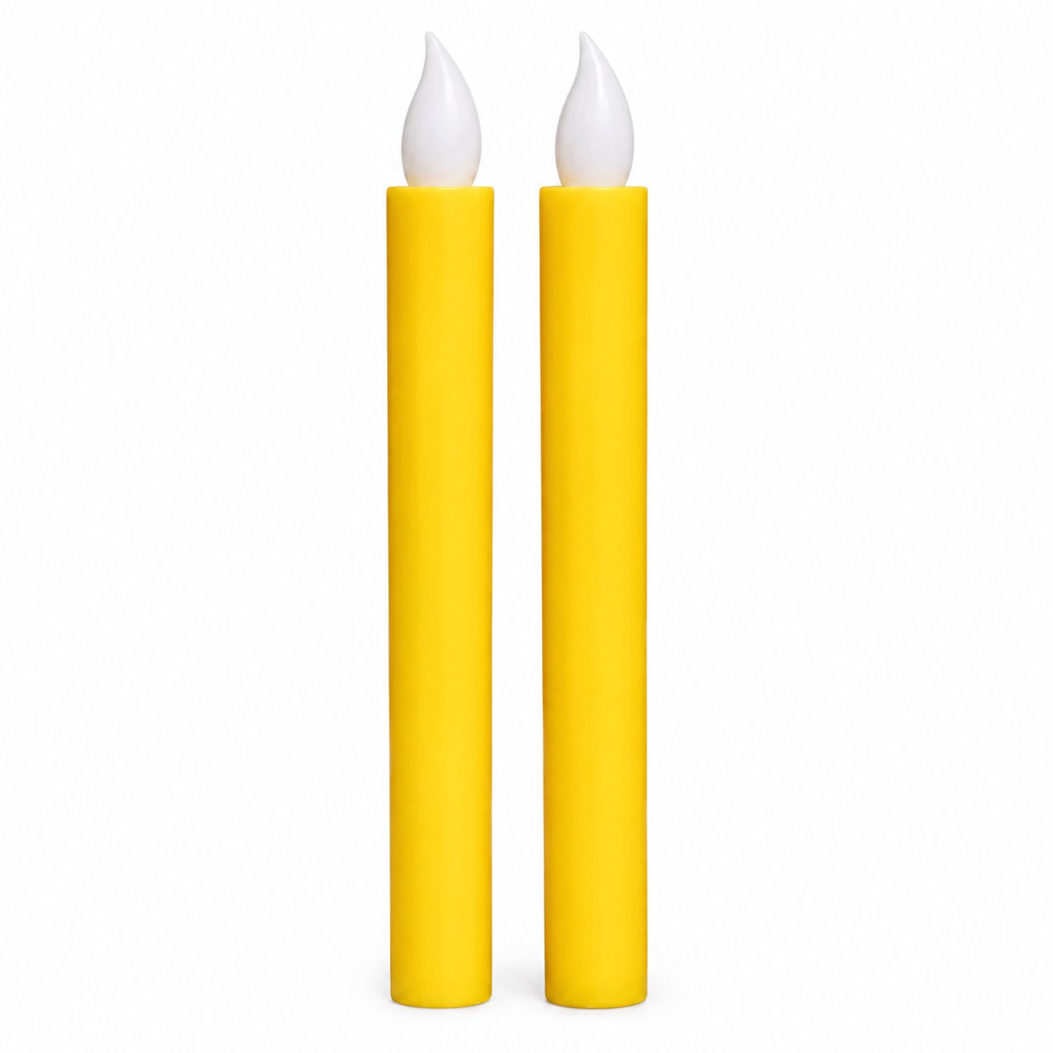 SWGOTA led kaarsen, set van 2, geel, lange cilindervorm met vaste vlamtop, voor decoratie, verpakt in een zak