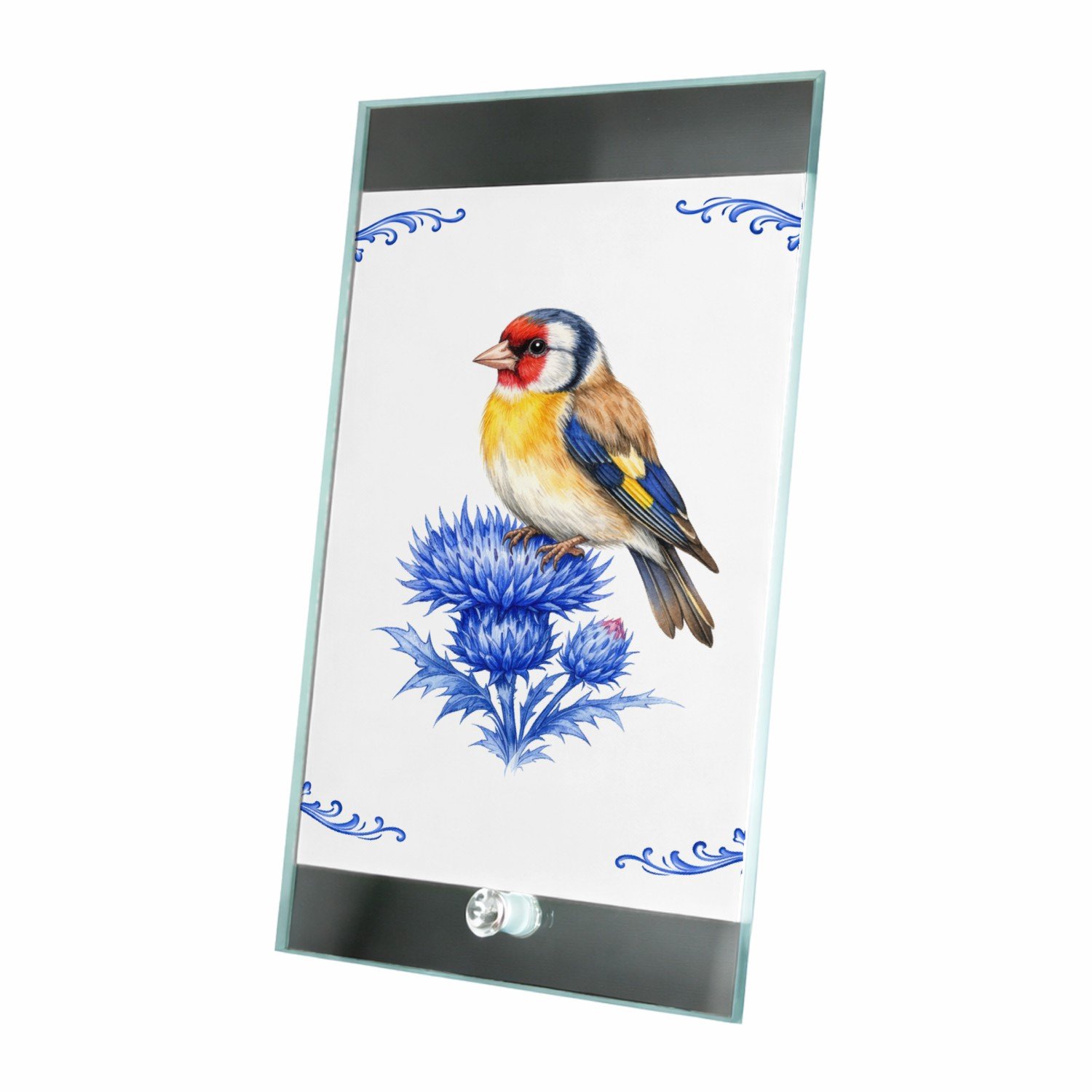 Mr Cadeautjes Glasframe 15 x 23 - design Klassieke botanische vogelprint met een andere tuinvogel en | cadeau Wit