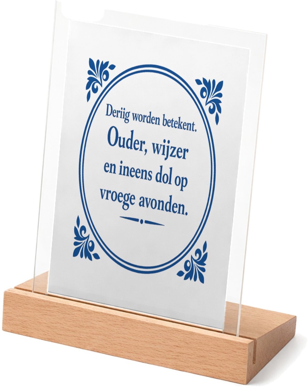 Mr Cadeautjes Glasframe met vaste tekst - design Klassieke tegelvorm met speelse, brutale quote rond een nieu | cadeau Wit