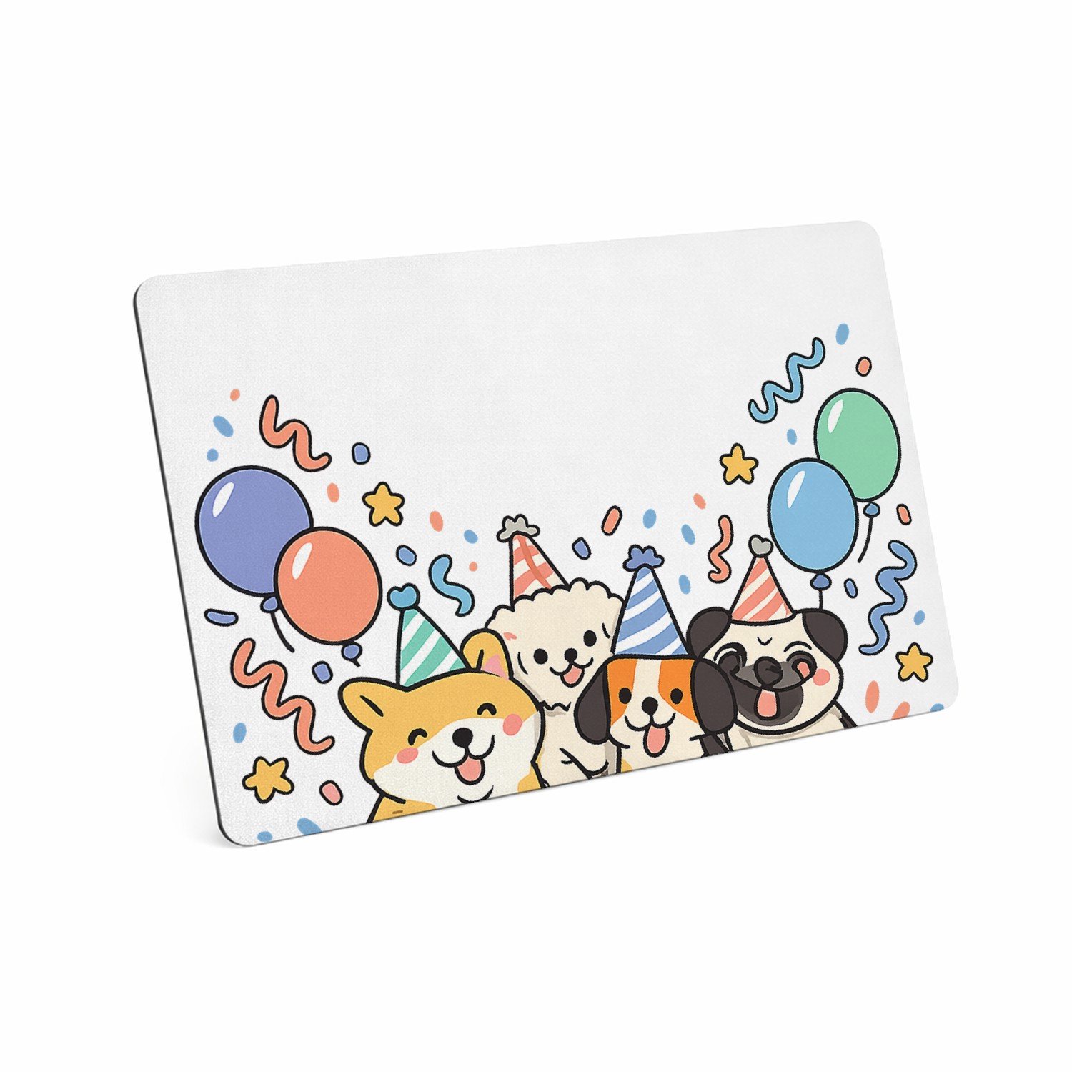 Mr Cadeautjes MDF magnetische fotolijst 28 x 19 - design Feestelijke hondenparty met een persoonlijke leeftijdsboodsc | cadeau Wit