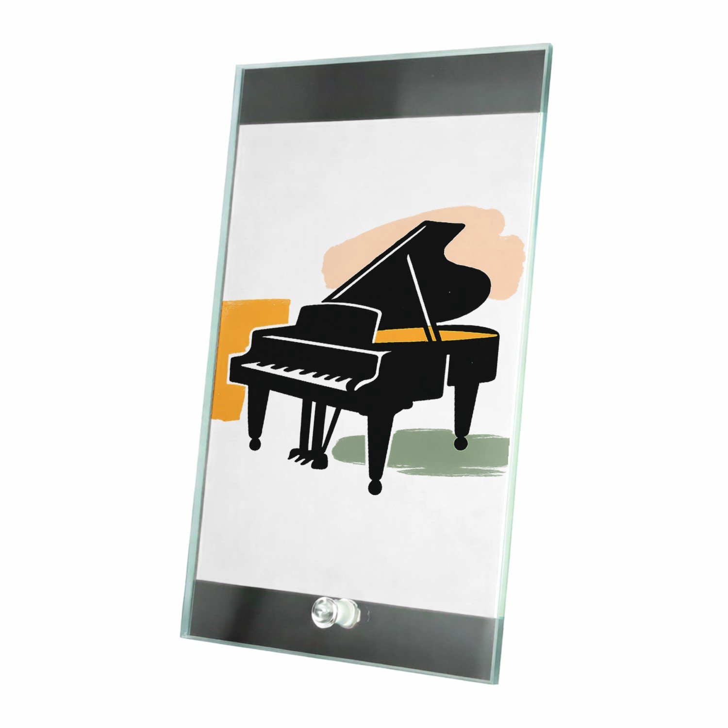 Mr Cadeautjes Glasframe 15 x 23 - design Grafische illustratie van een jazzsaxofoon met zachte verfst | cadeau Wit