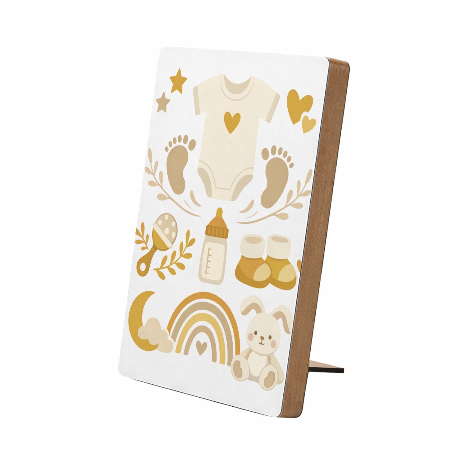 Mr Cadeautjes Glasframe/MDF 12,7 x 17,8 - design Een zachte aankondigingsprint voor een nieuwe familiefase me | cadeau Wit