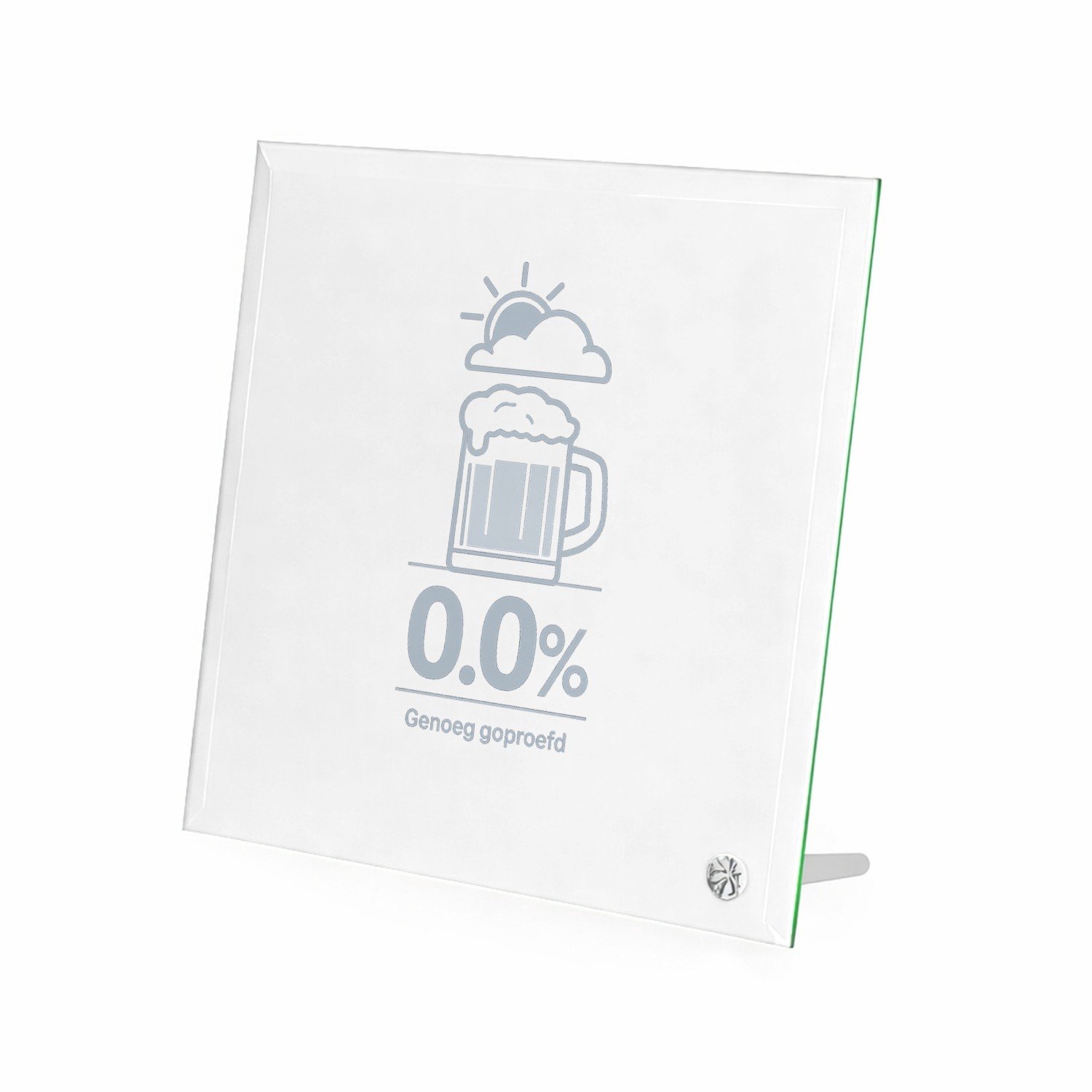 Mr Cadeautjes Glasframe 20 x 20 - design Een weerbericht-grap rond koffie in plaats van bier, met een | cadeau Wit