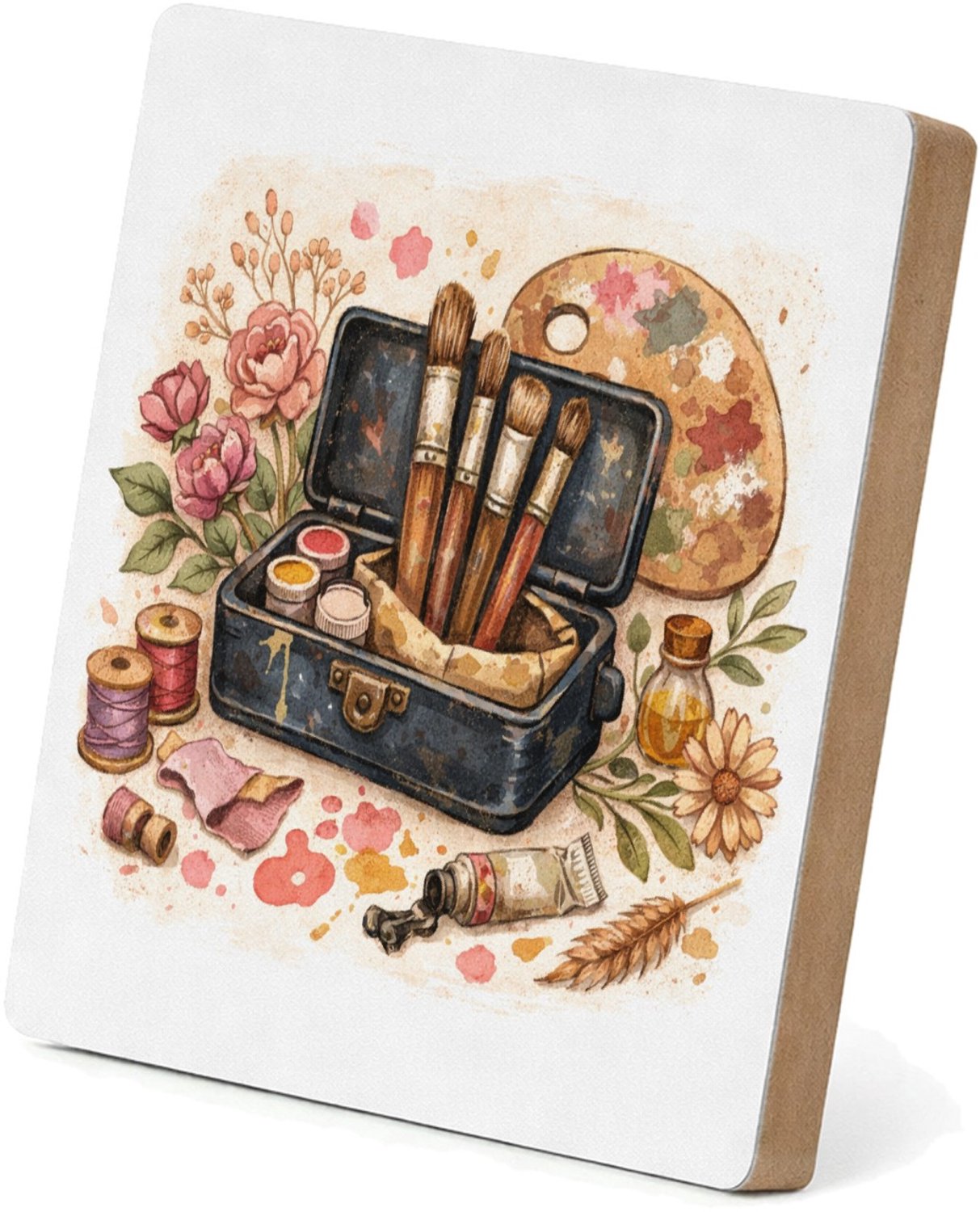 Mr Cadeautjes MDF staande fotolijst 15,2 x 15,2 - design Romantische hobbyprint met een centraal retro-object en loss | cadeau Wit