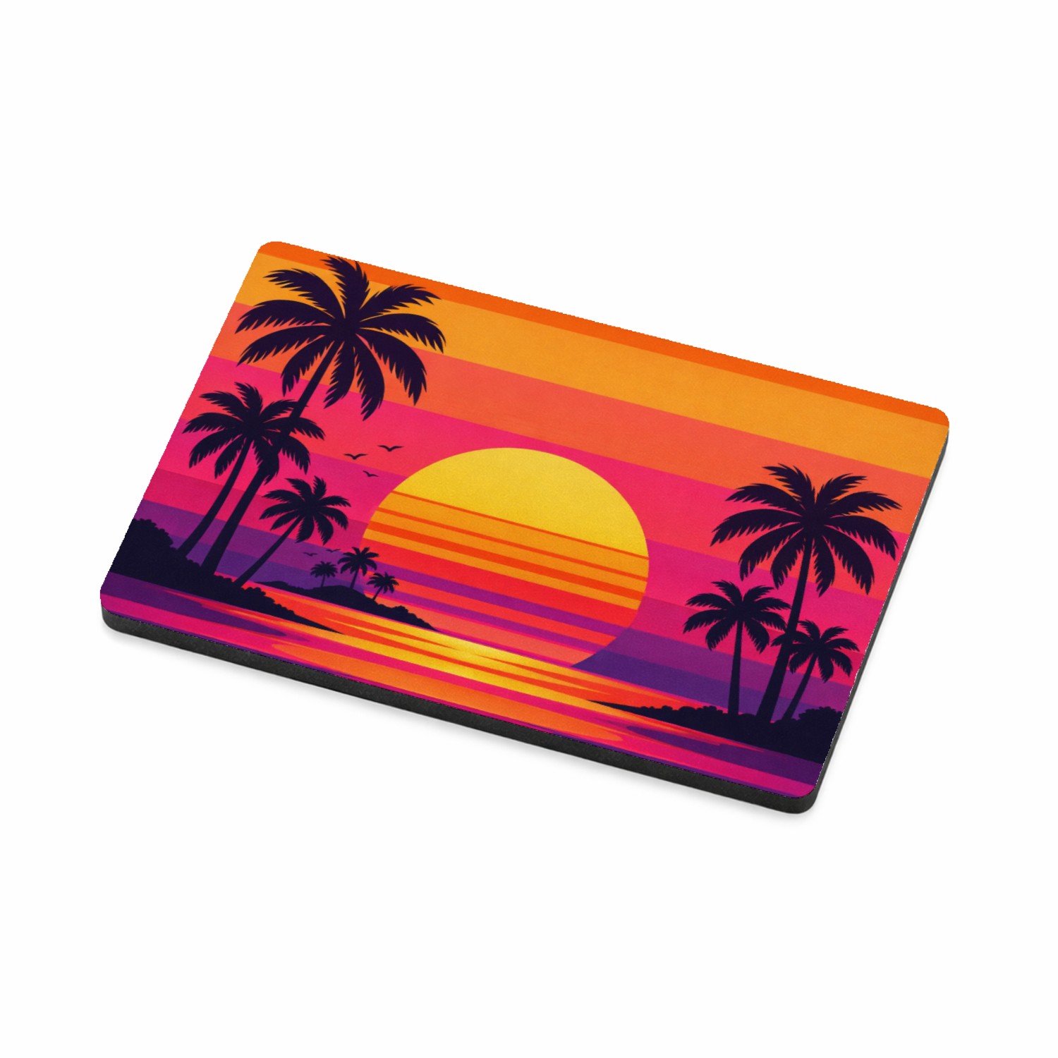 Mr Cadeautjes MDF magnetische fotolijst 7,5 x 5 - design Retro zonsondergang met palmen | cadeau Wit