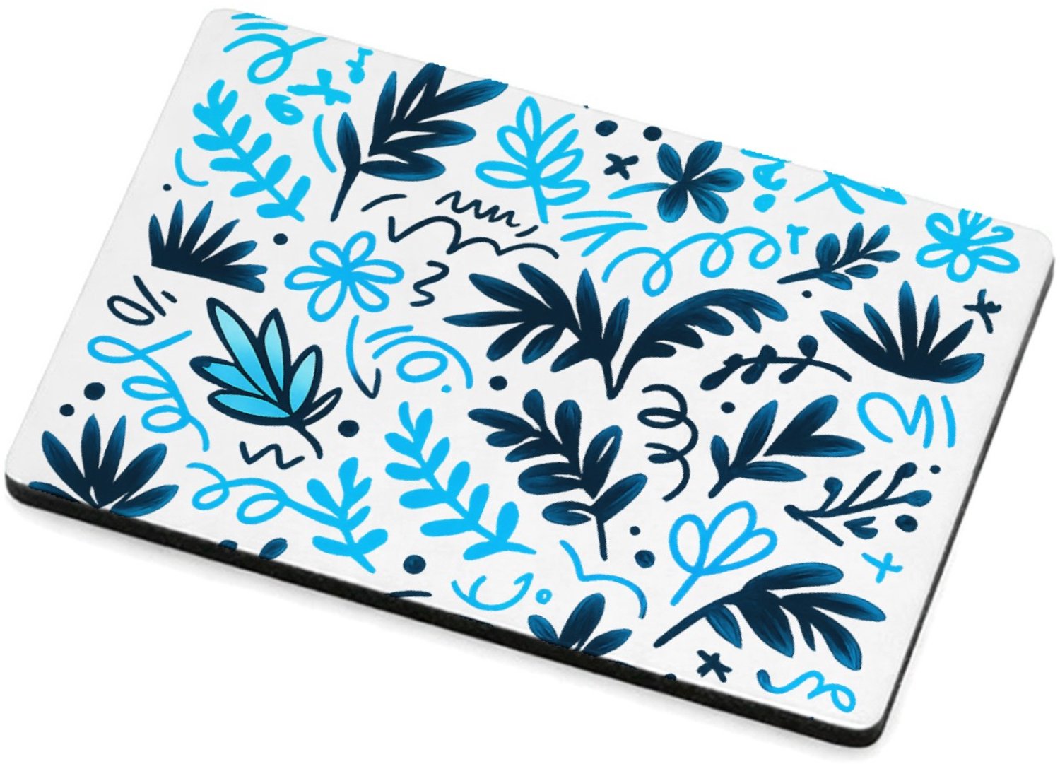 Mr Cadeautjes MDF magnetische fotolijst 7,5 x 5 - design Neonlijn-patroon met botanische vormen op zwart | cadeau Wit