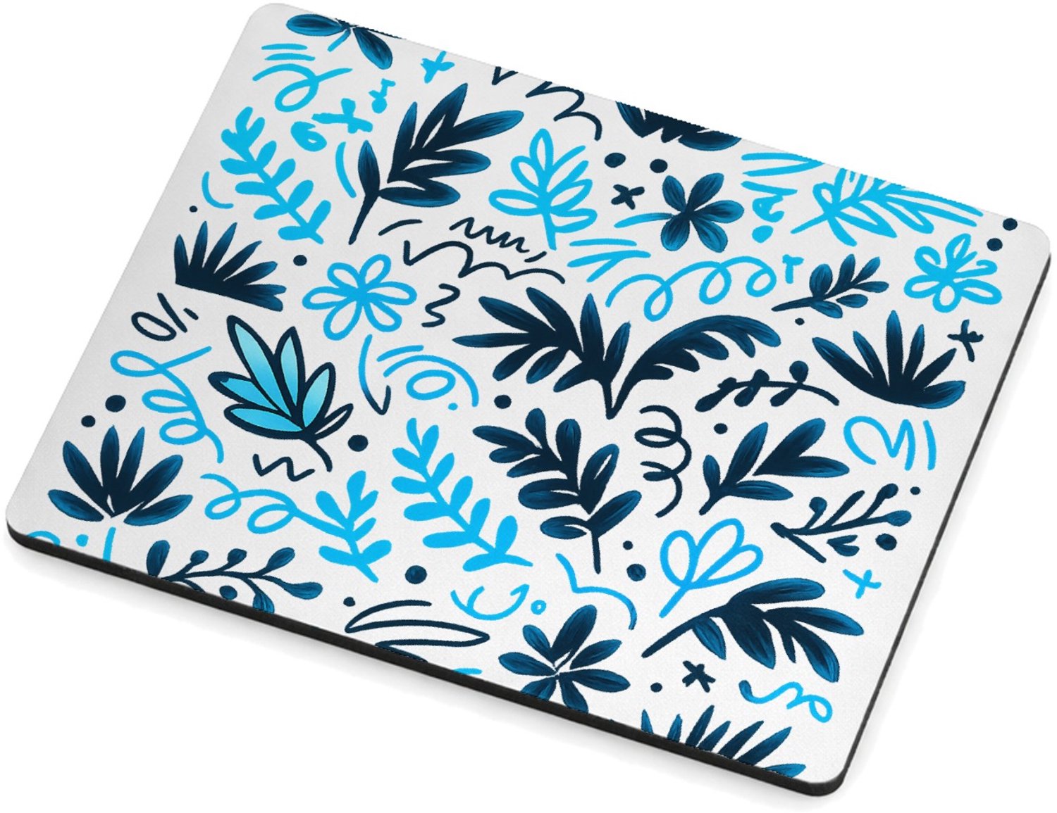 Mr Cadeautjes MDF magnetische fotolijst 9 x 7 - design Neonlijn-patroon met botanische vormen op zwart | cadeau Wit