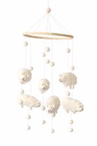 Mobiel 6 Schaapjes - 21cm - Vilten Figuren - BeYoona - Fairtrade - Decoratie voor boven Bed, Box of als Babykamer Accessoire