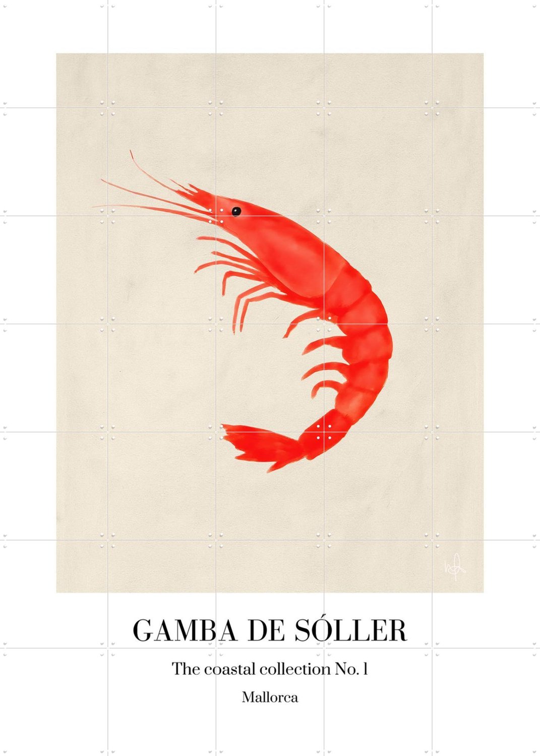 IXXI Gamba De Sóller, Interiorisla - 100 x 140 cm - Grote wanddecoratie en posters - Schilderijen, Strandhuis, Keuken, Eten & Drinken, Zeevruchten Beige