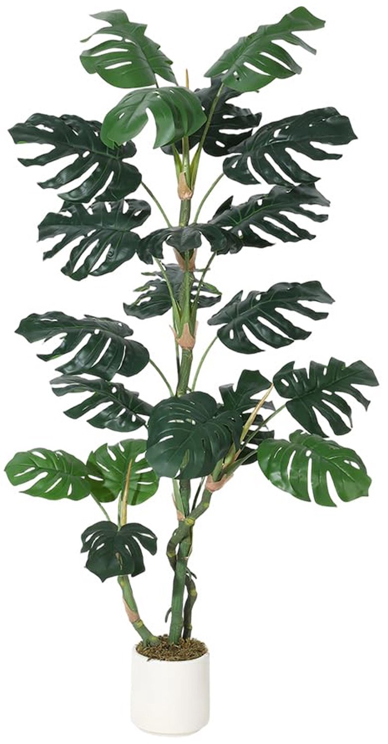 HOERFURIY Kunstplant Monstera 150 cm - Meerstammige Groene Kamerplant - Onderhoudsvrije Nep Plant voor Woonkamer, Slaapkamer en Kantoor - Blijft Jaarrond Groen