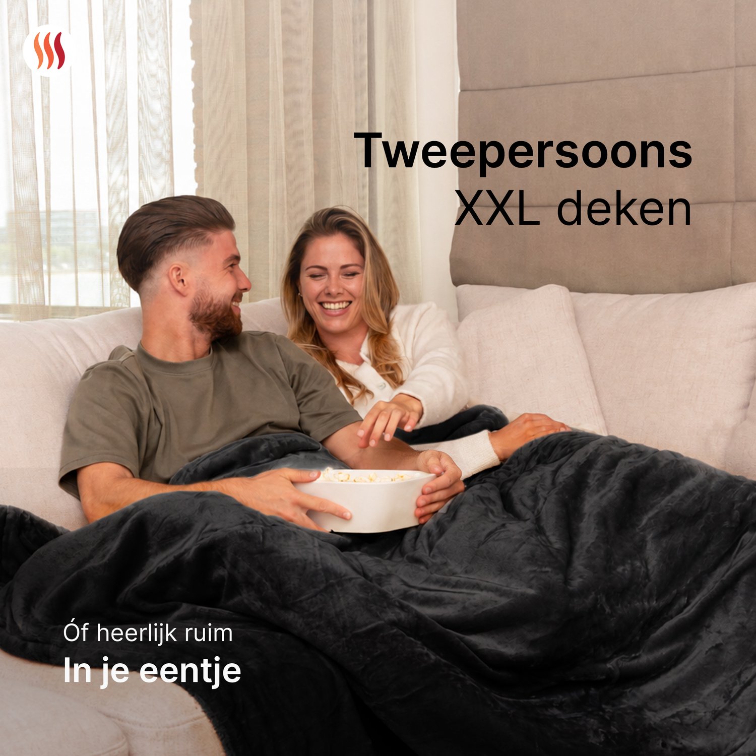 Seranova Elektrische Deken - 180x160 cm - 2 Persoons Warmtedeken - Dubbelzijdig Fleece - Knuffeldeken - Antraciet Grijs – foto 6