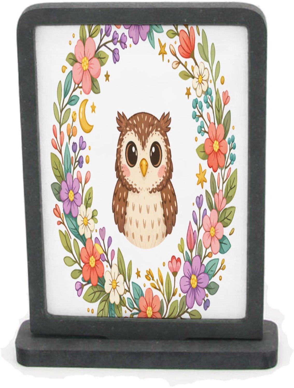 Mr Cadeautjes Houten fotolijst rechthoek met MDF inleg - design Centrale emblematische cirkel met natuurdetails rond een die | cadeau Wit