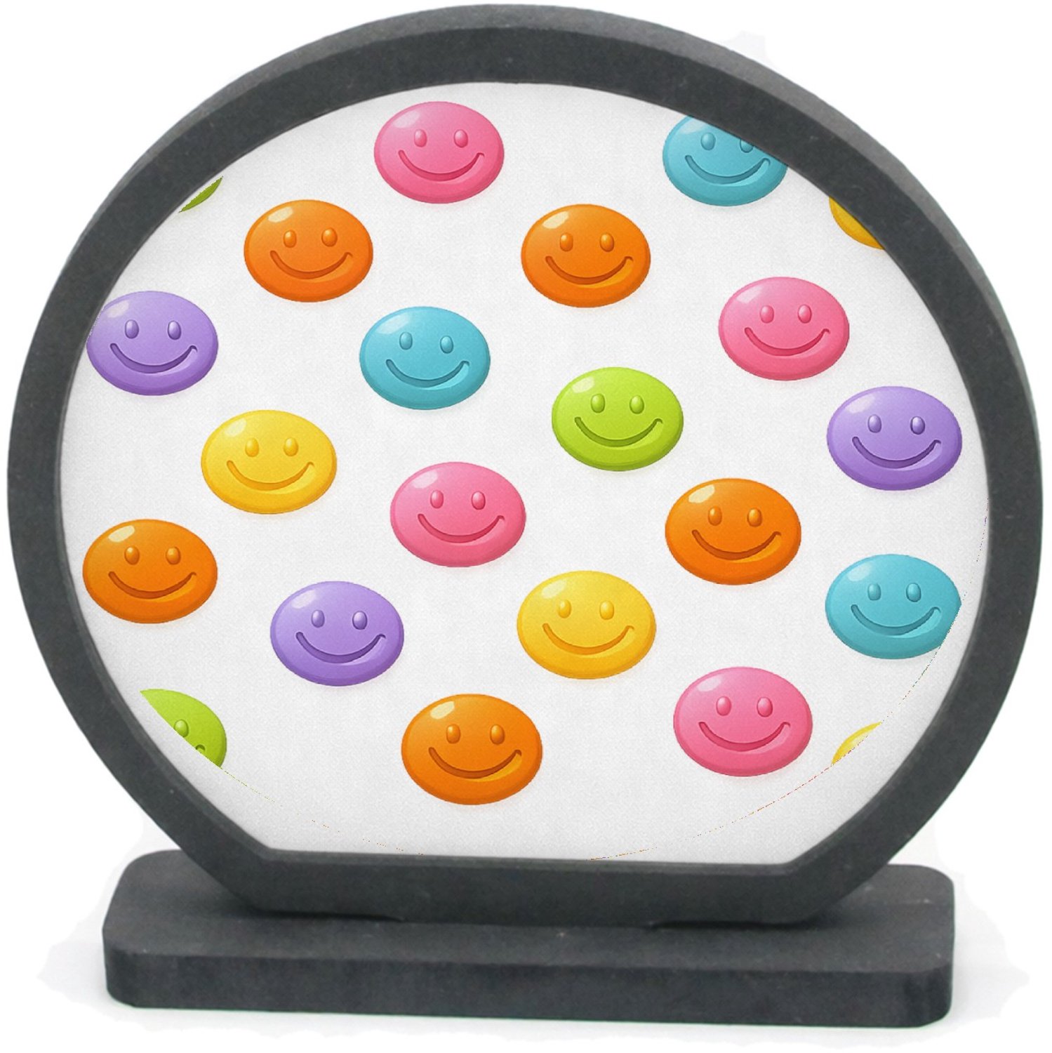 Mr Cadeautjes Houten fotolijst rond met MDF inleg - design Een set van ronde fruit-icoontjes met glimlachende gezichten | cadeau Wit