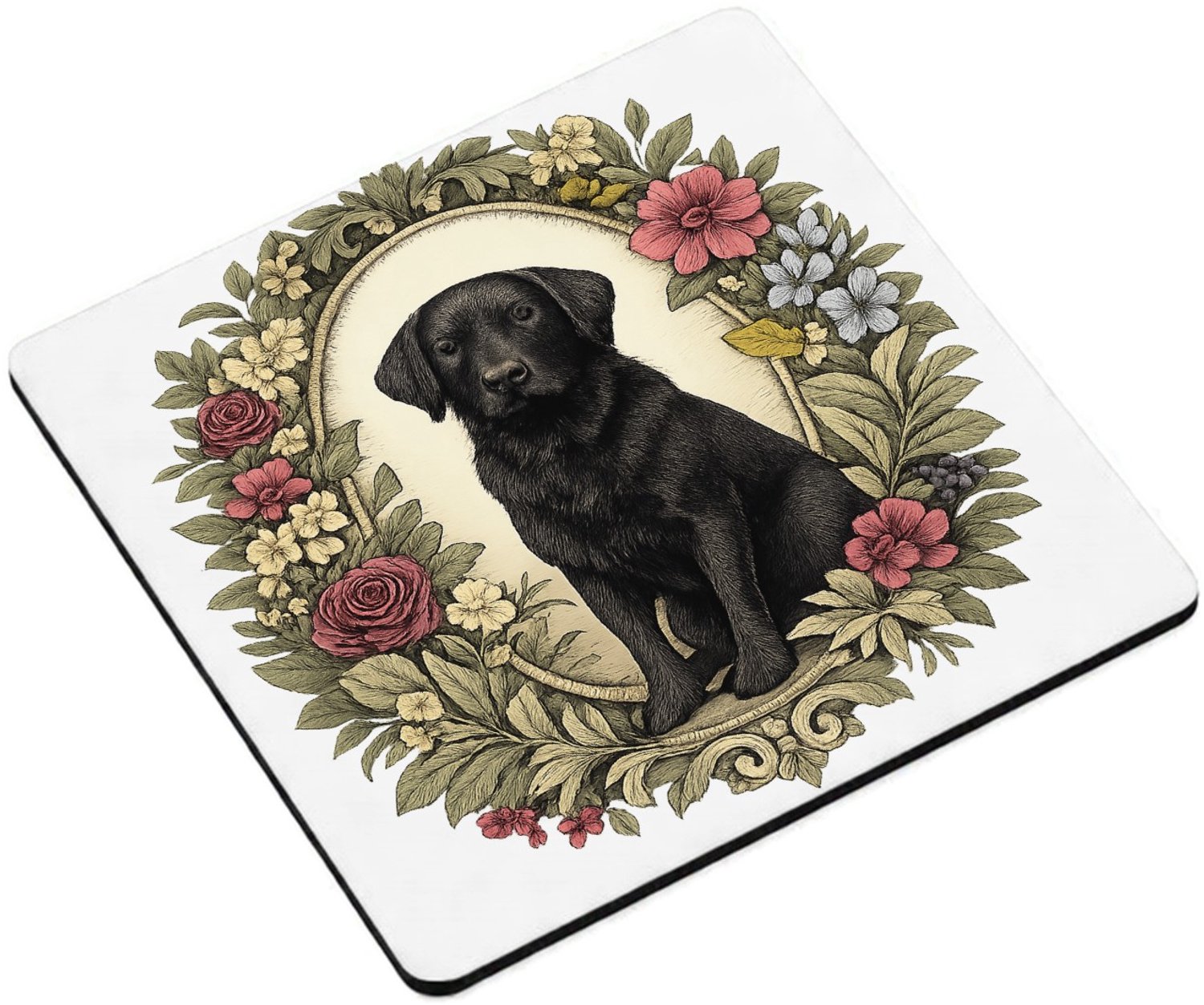 Mr Cadeautjes MDF magnetische fotolijst vierkant 9,5 - design Een kat als rustige hoofdfiguur in een decoratief kader van | cadeau Wit