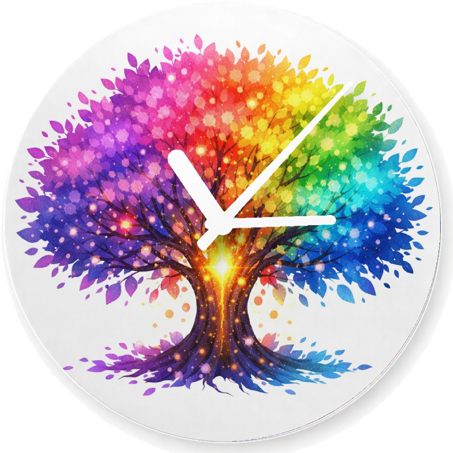 Mr Cadeautjes Glazen klok Ø 20 - design Een fantasierijke vlindercompositie waarin één grote vlinder | cadeau Wit
