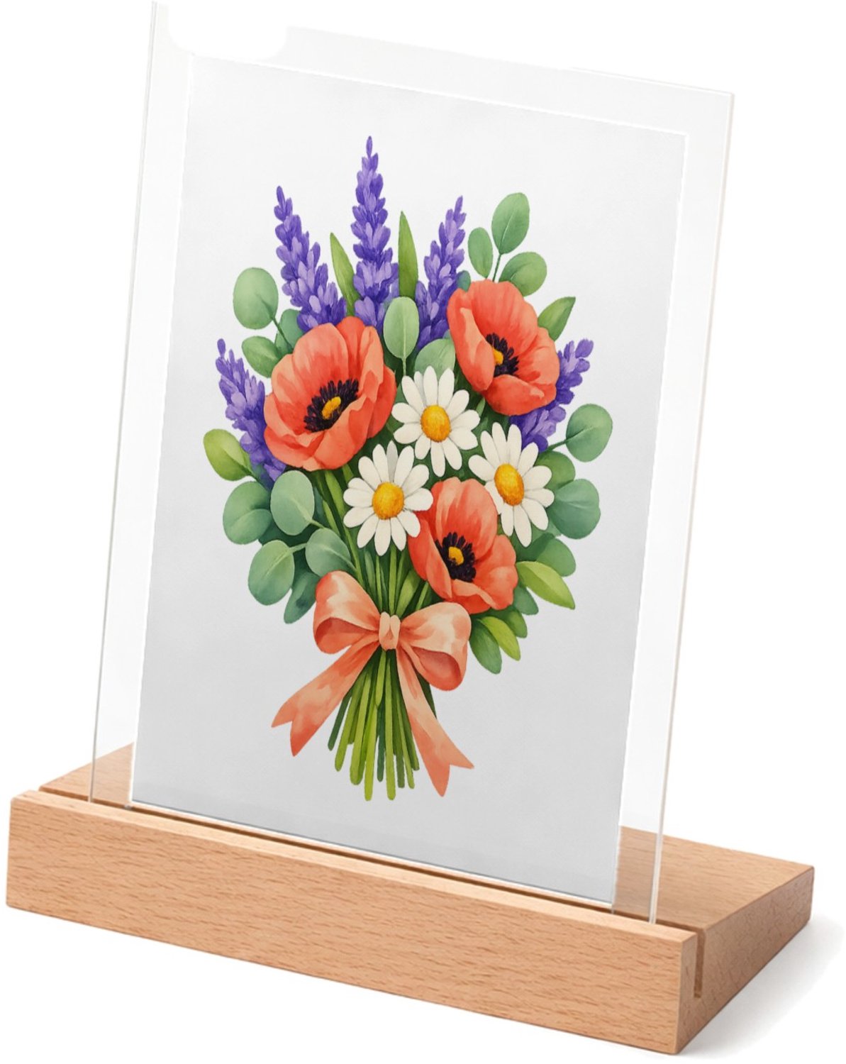 Mr Cadeautjes Glasframe met vaste tekst - design Aquarel wilde bloemen boeket | cadeau Wit