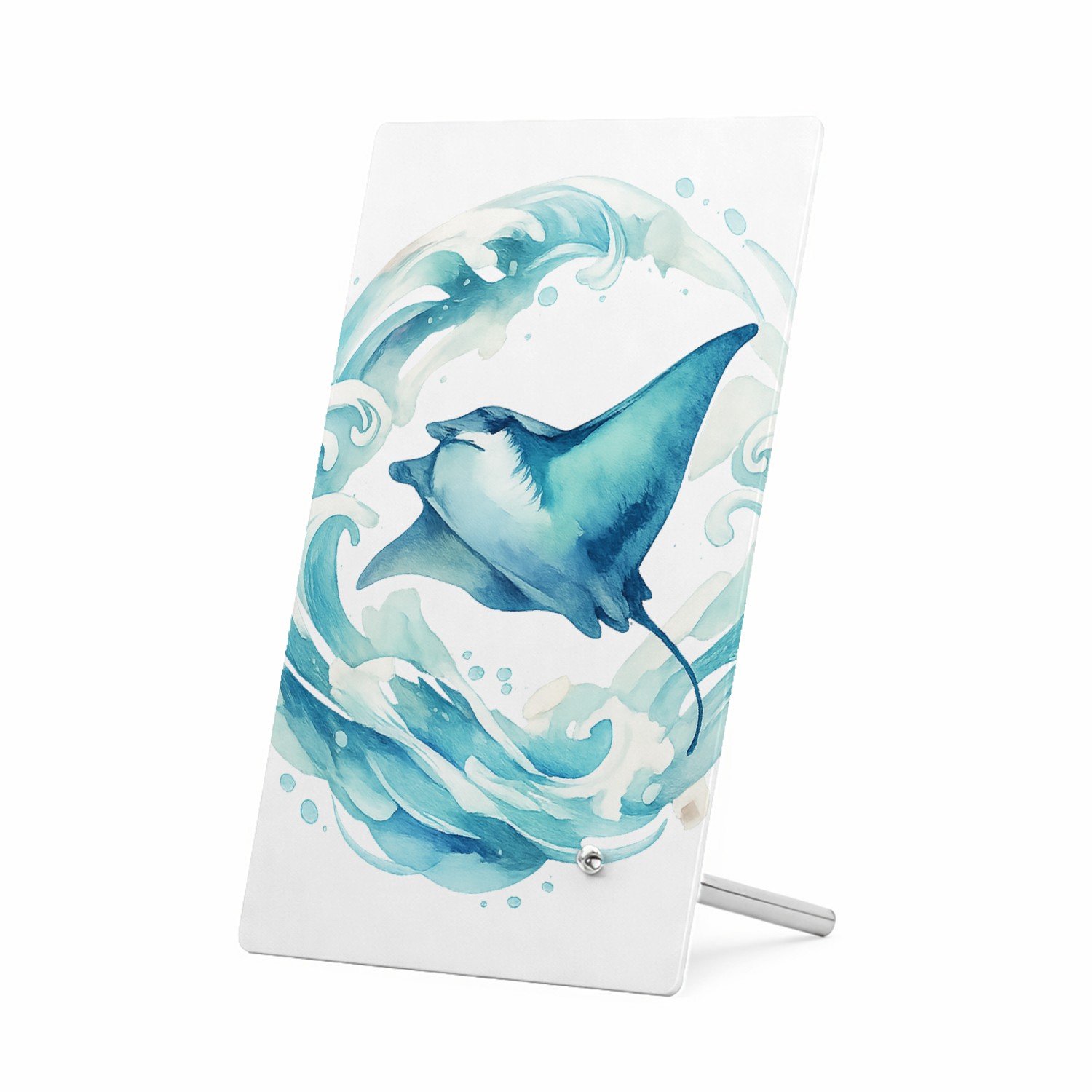 Mr Cadeautjes Glasframe 11 x 16 - design Een sierlijke wind- en watercirkel rond een vliegende mantar | cadeau Wit