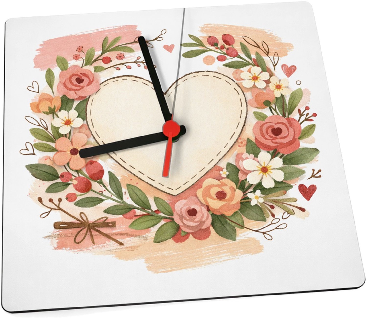 Mr Cadeautjes Klok 19 x 19 - design Een romantische bloemenkaart met een zachte seizoenssfeer en | cadeau Wit