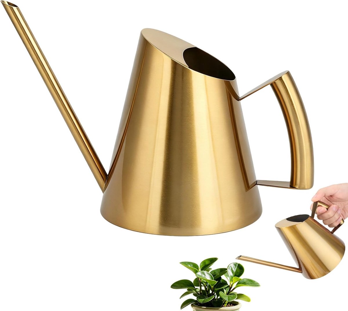 Gieter, Roestvrijstalen Gieter Plant Gieter Gieter Voor Binnen Lange Uitloop Gieters Voor Binnen Voor Kamerplanten(1500ML)