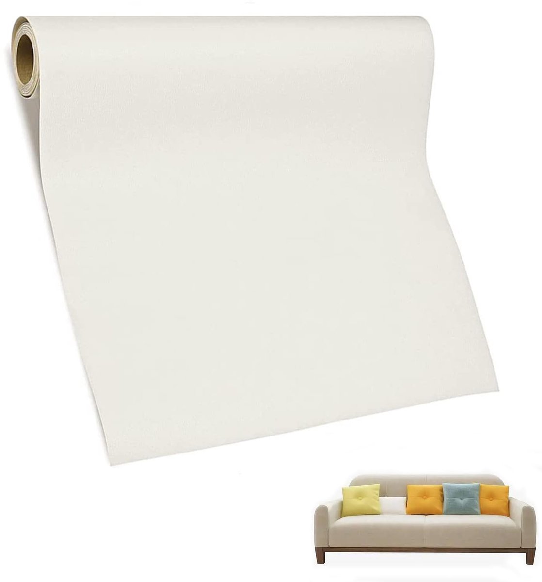 Reparatiepatches, zelfklevend, 40 x 137 cm, kunstleer, zelfklevend, voor banken (melkwit)