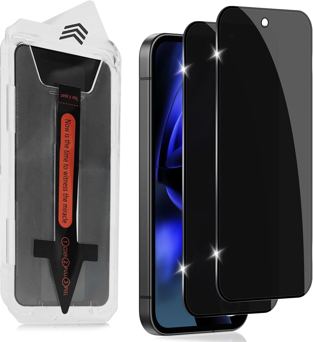 Inkijkbescherming voor Google Pixel 9A, pantserglas, anti-spy, beschermfolie [autoinstallatie], 9H hardheid, privacyfolie, displayfolie, krasbestendig, geen luchtbellen, beschermglas, 2 stuks