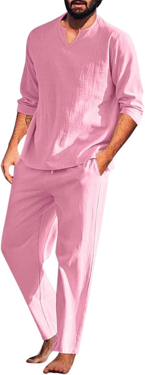 2-delige set voor heren, T-shirt, shorts, katoen, licht, ademend, korte mouwen, zomer, sport, strand, vakantie, casual, comfortabel, casual, modieus, A69