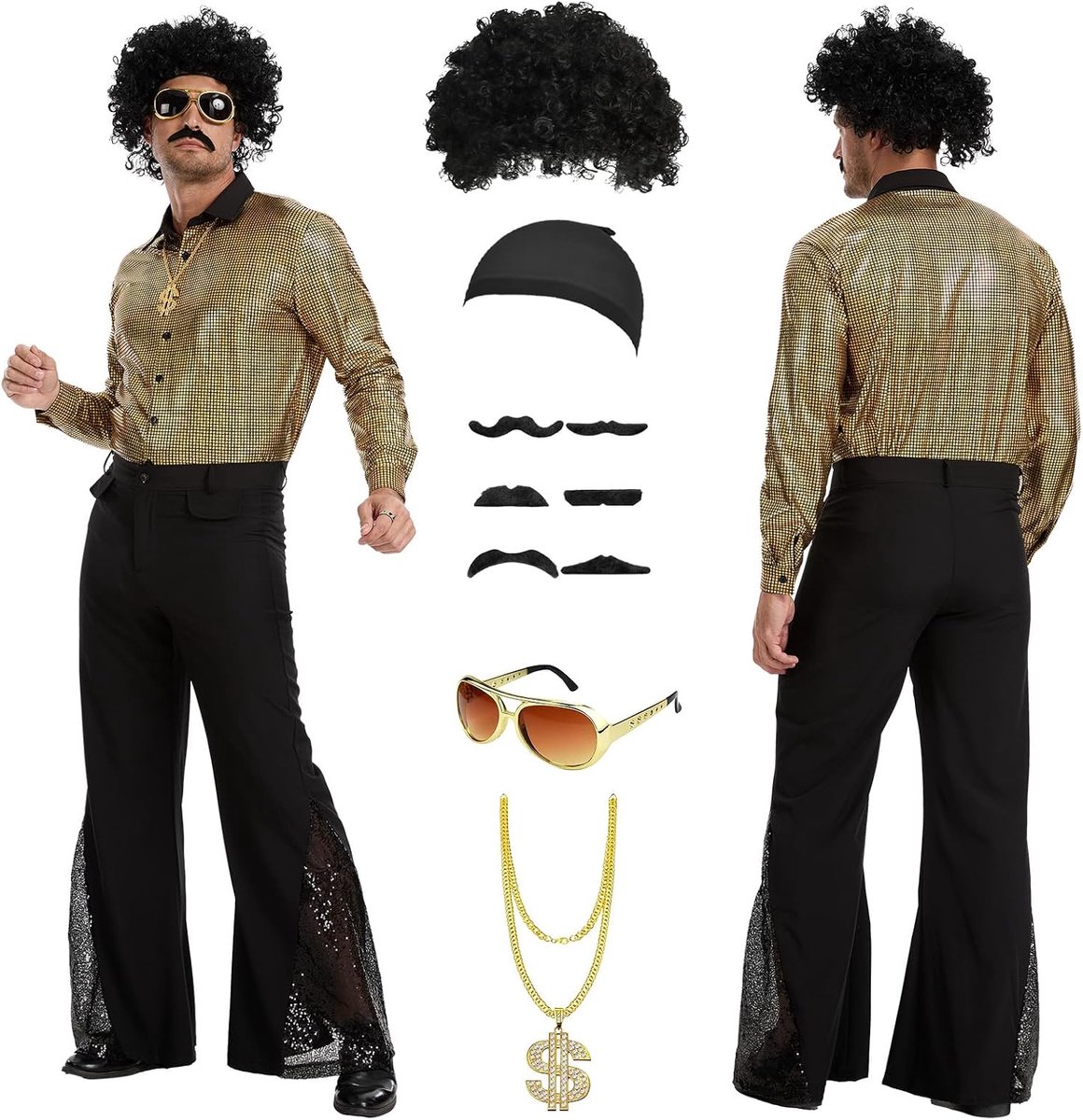 70 discokostuum voor heren, jaren 80 disco fancy dress voor