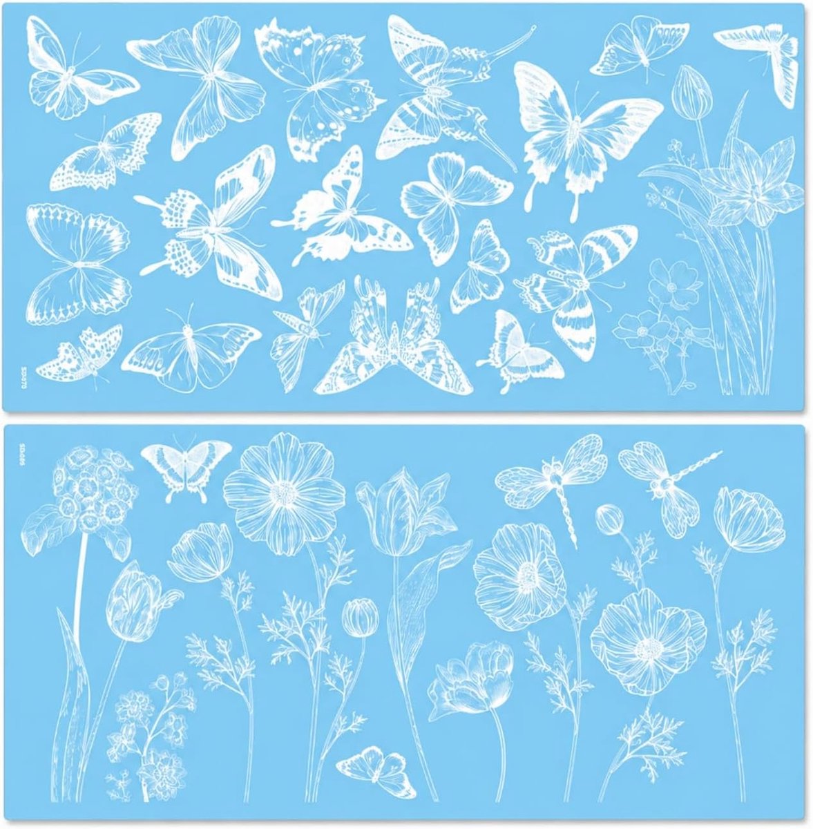 Raamfoto's bloemen wit set van 2 30x60cm statische hechting
