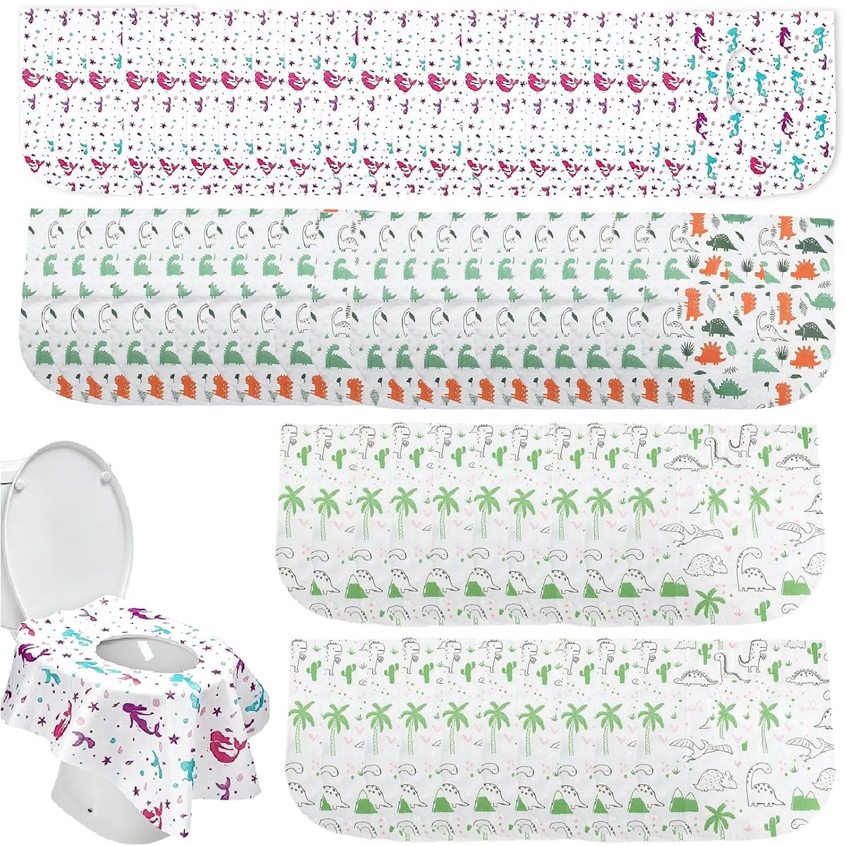 60 stuks wegwerp toiletkussen: 60 × 64 cm wc-zitkussen van vliesstof, universele toiletstoelhoes, wc-stoelbekleding wegwerp voor reizen, kamperen en openbare toiletten