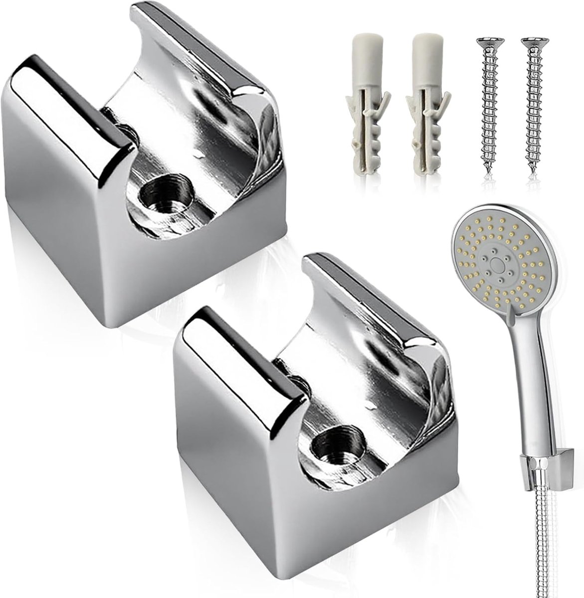 2 Pcs Shower Head Holders, Zinc Alloy, Shower Holder for Shower Head, Shower Head Holder with Screws, Shower Head - ShopVlot