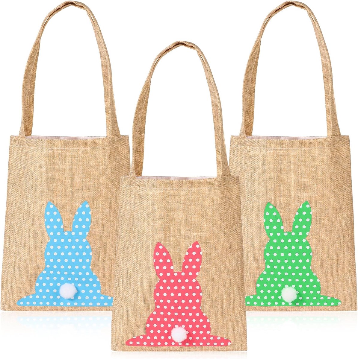 DPKOW Linen Easter Bags with Handle, 4 Pieces Rabbit Ears, Easter Bags, Gifts Easter Baskets for Sweets, Egg Hunting - ShopVlot